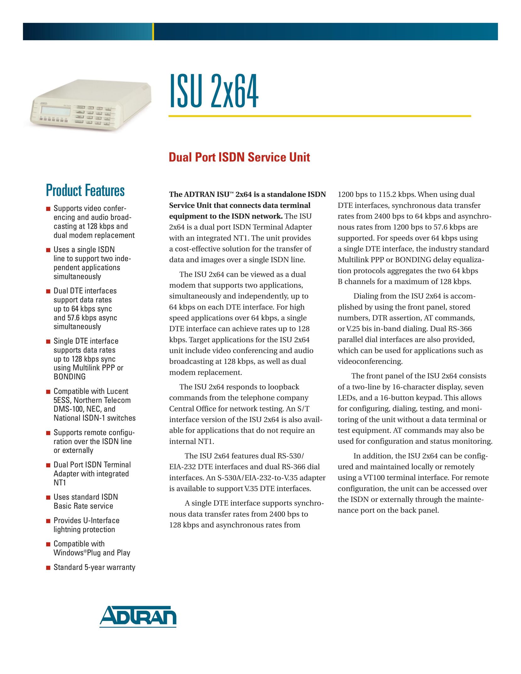 ADTRAN ISU 2X64 Conference Phone User Manual (Page 1)