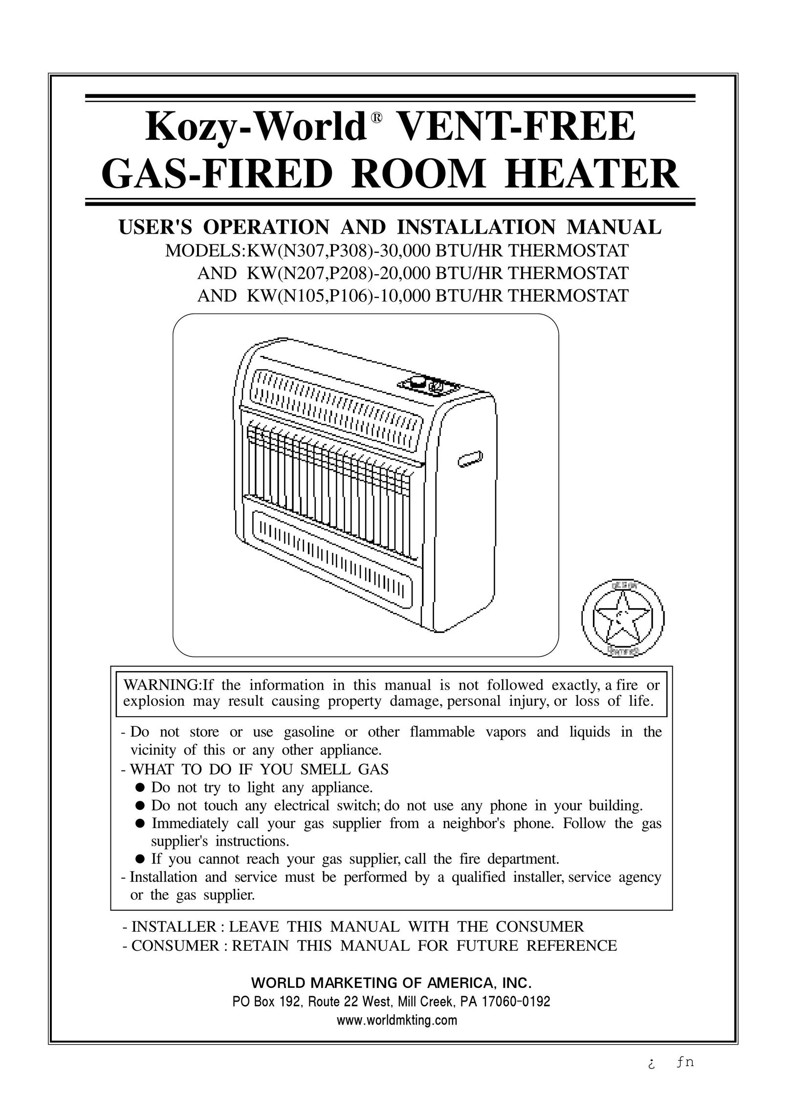 Air King KW(N307,P308) Thermostat User Manual (Page 1)