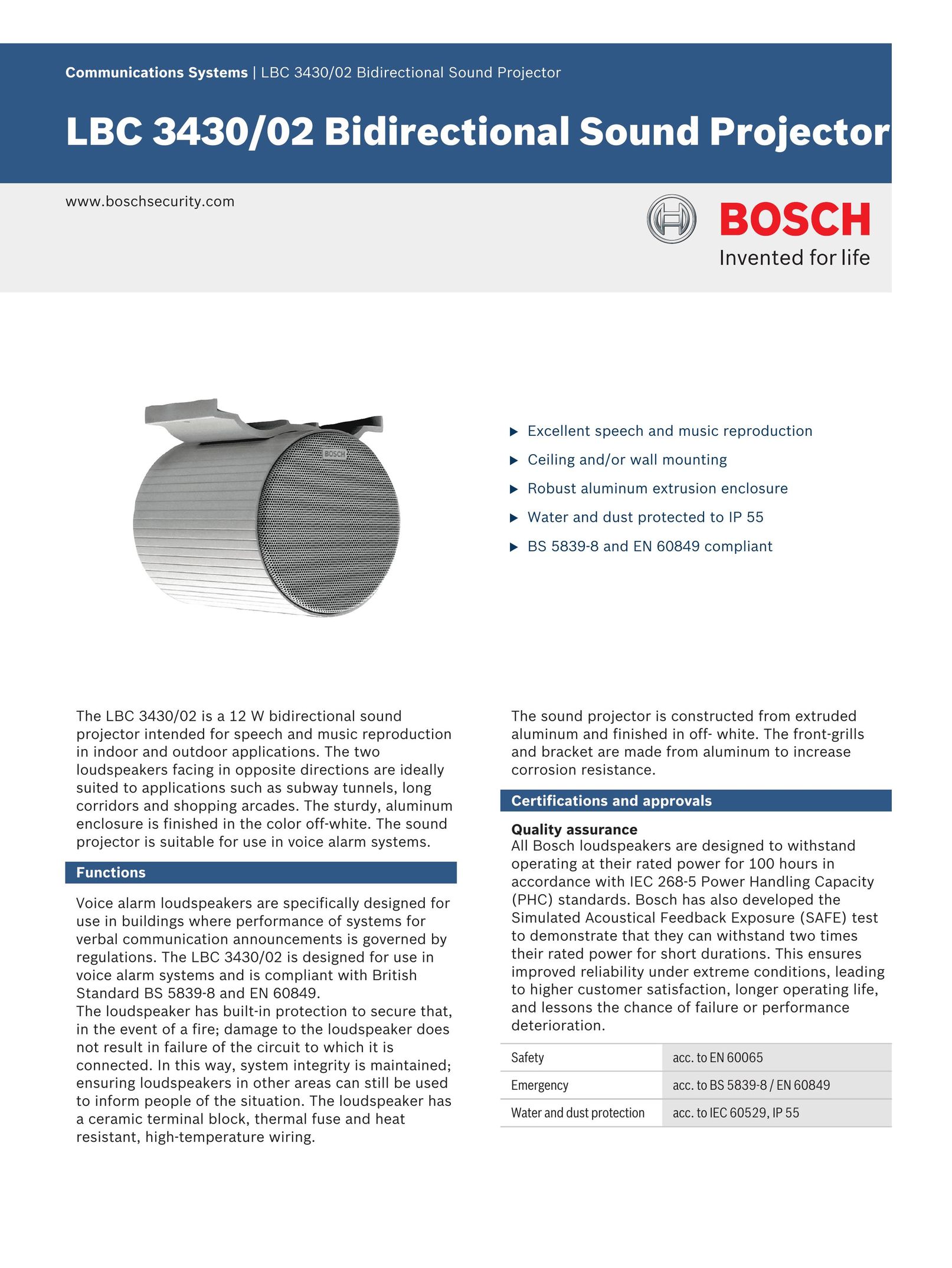 Bosch Appliances LBC 3430 2 Car Speaker User Manual (Page 1)