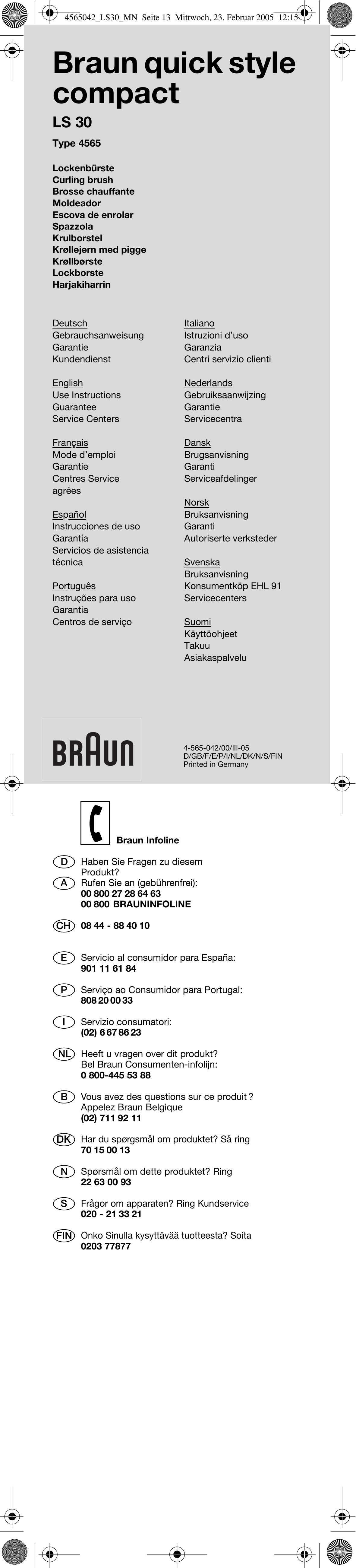 Braun LS 30 Bathroom Aids User Manual (Page 1)