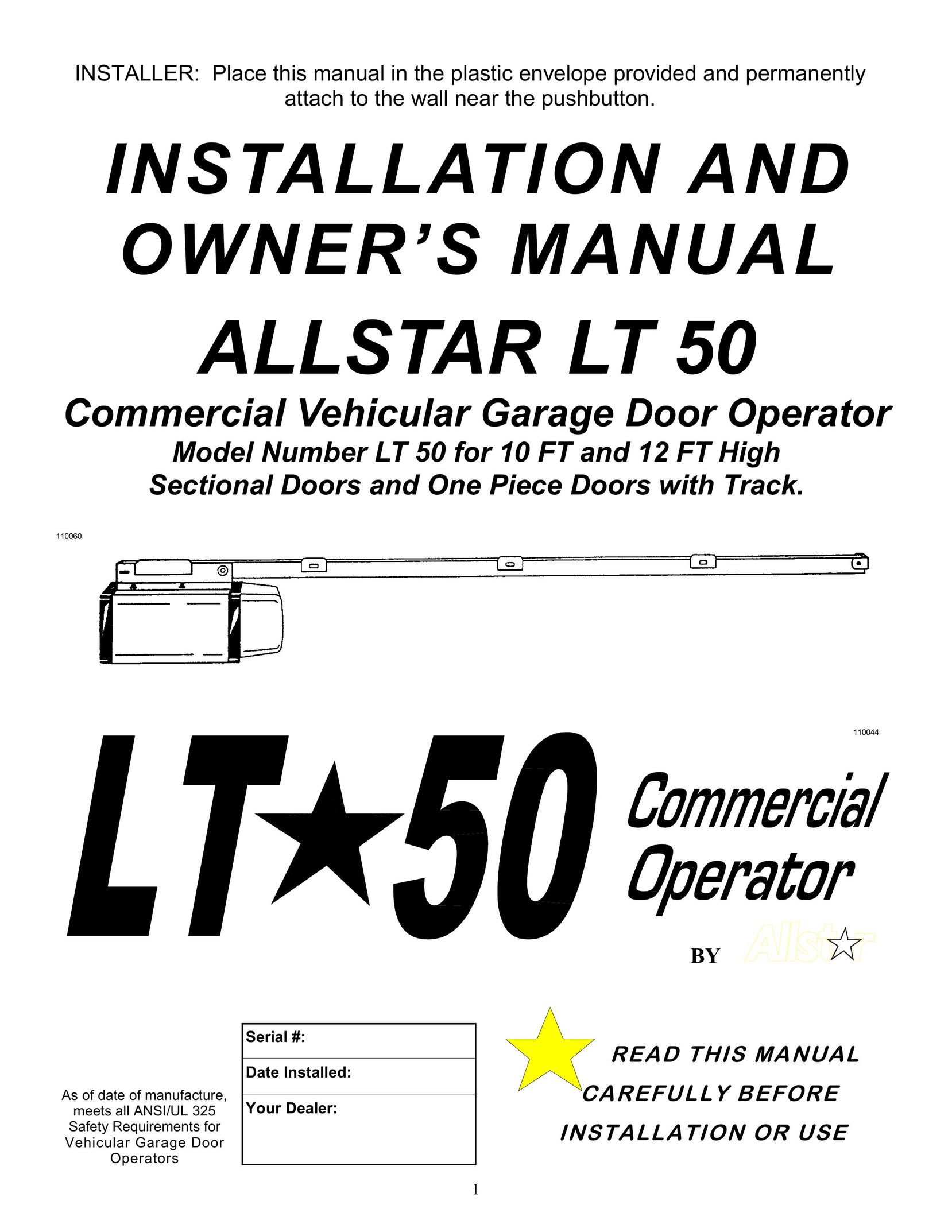 Allstar Products Group LT 50 Garage Door Opener User Manual (Page 1)