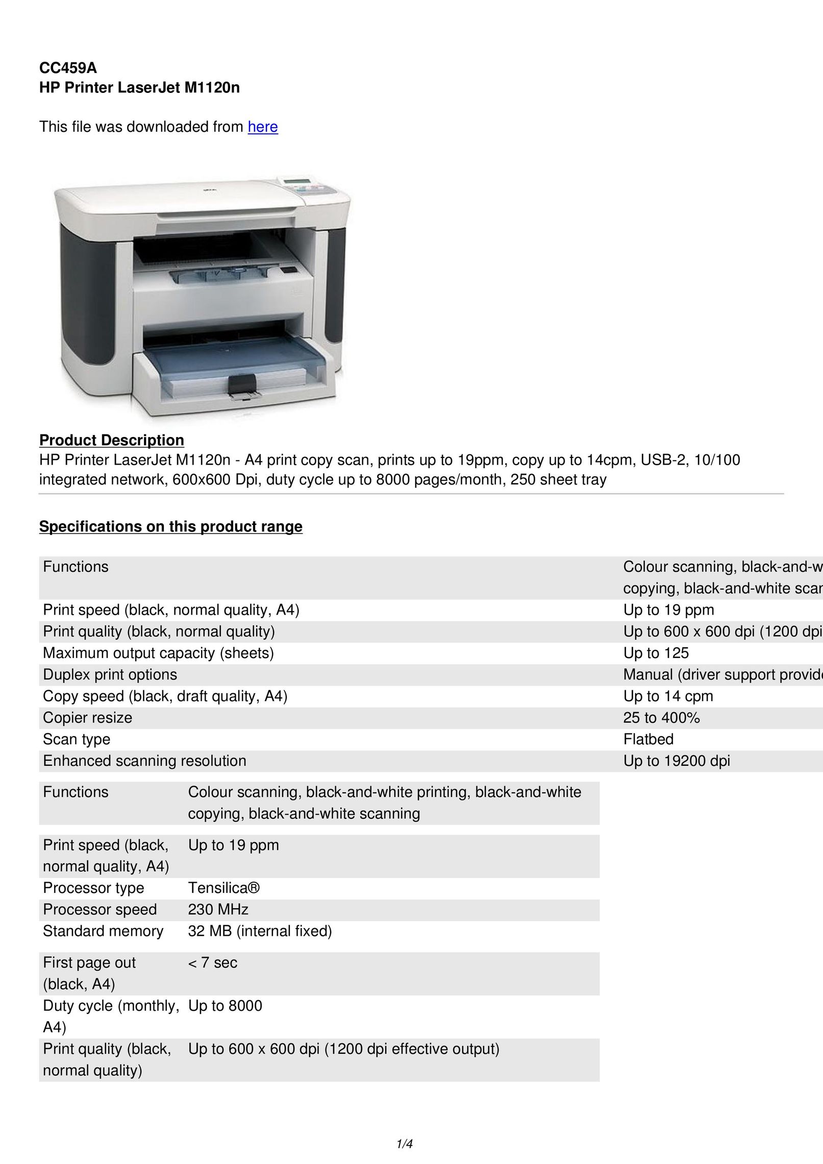 AMCC M1120N All in One Printer User Manual (Page 1)