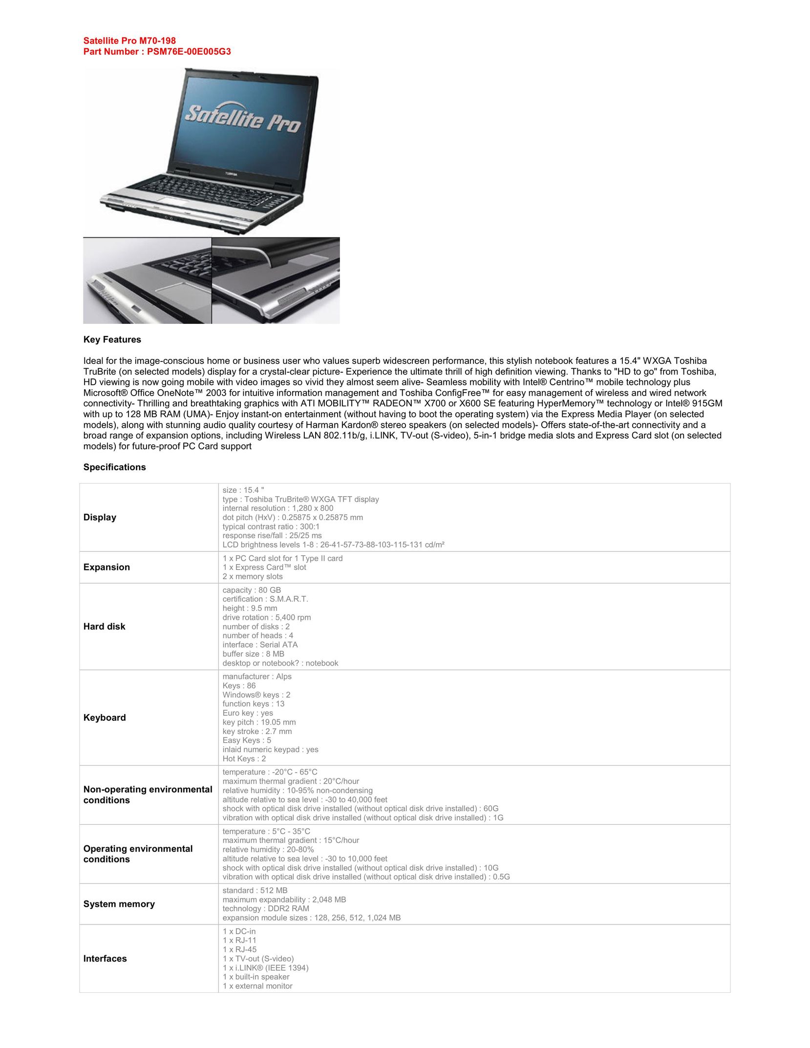 Harman-Kardon M70-198 Laptop User Manual (Page 1)