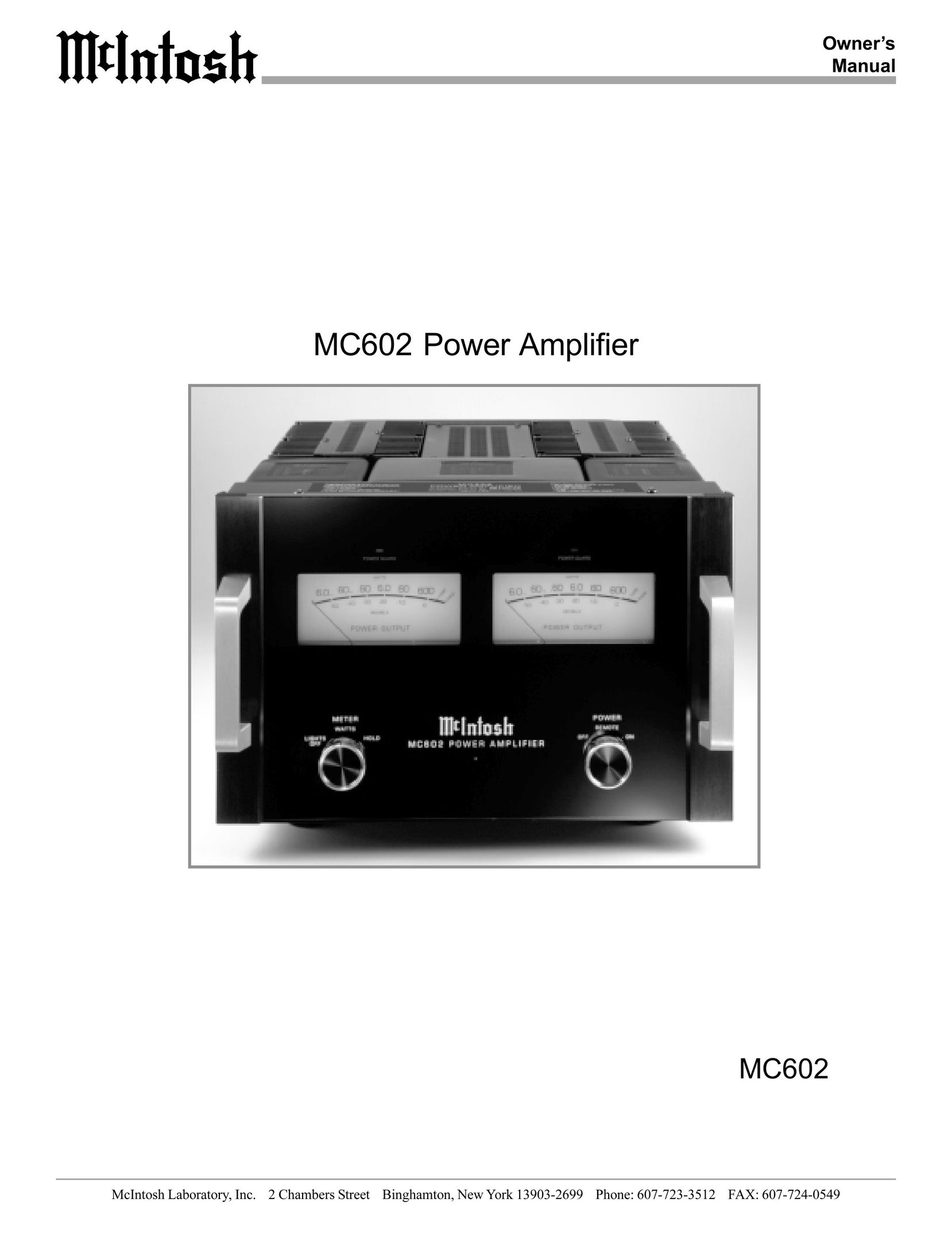 McIntosh MC602 Stereo Amplifier User Manual (Page 1)