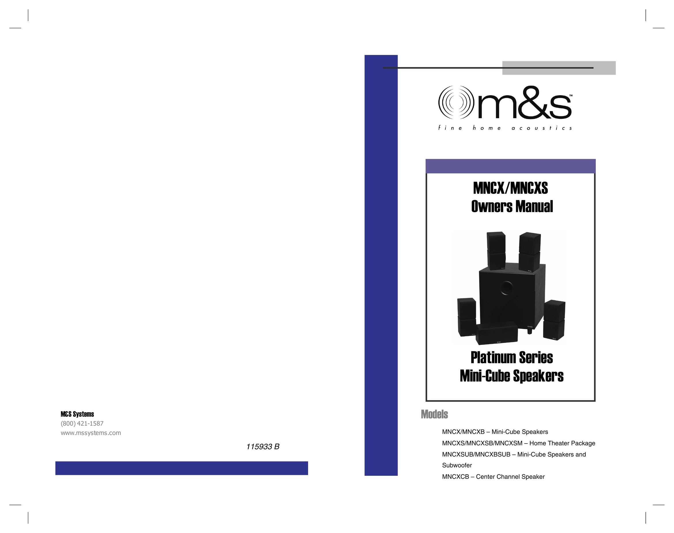 M&S Systems MNCX Portable Speaker User Manual (Page 1)