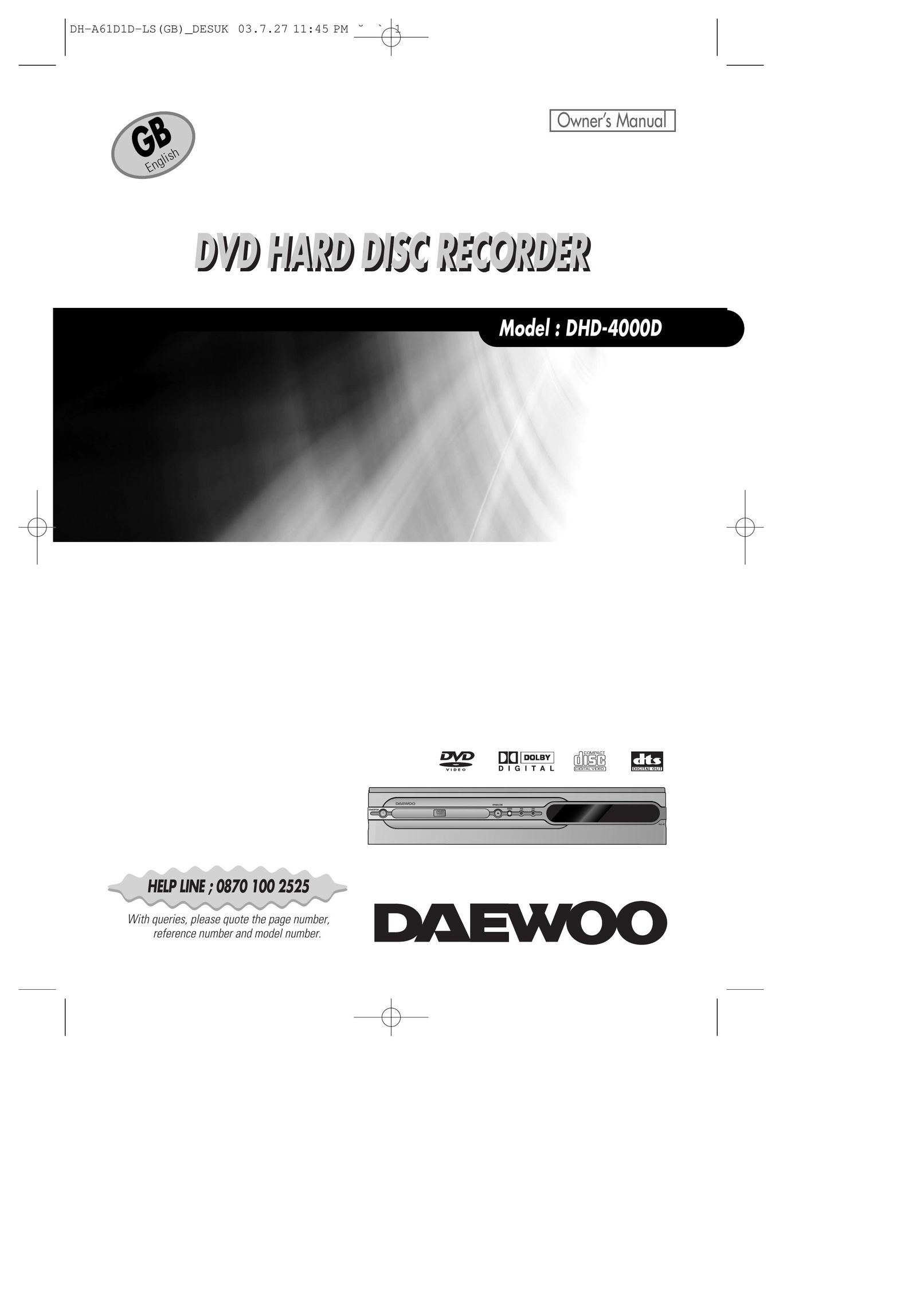 Daewoo DHD-4000D DVD Recorder User Manual (Page 1)