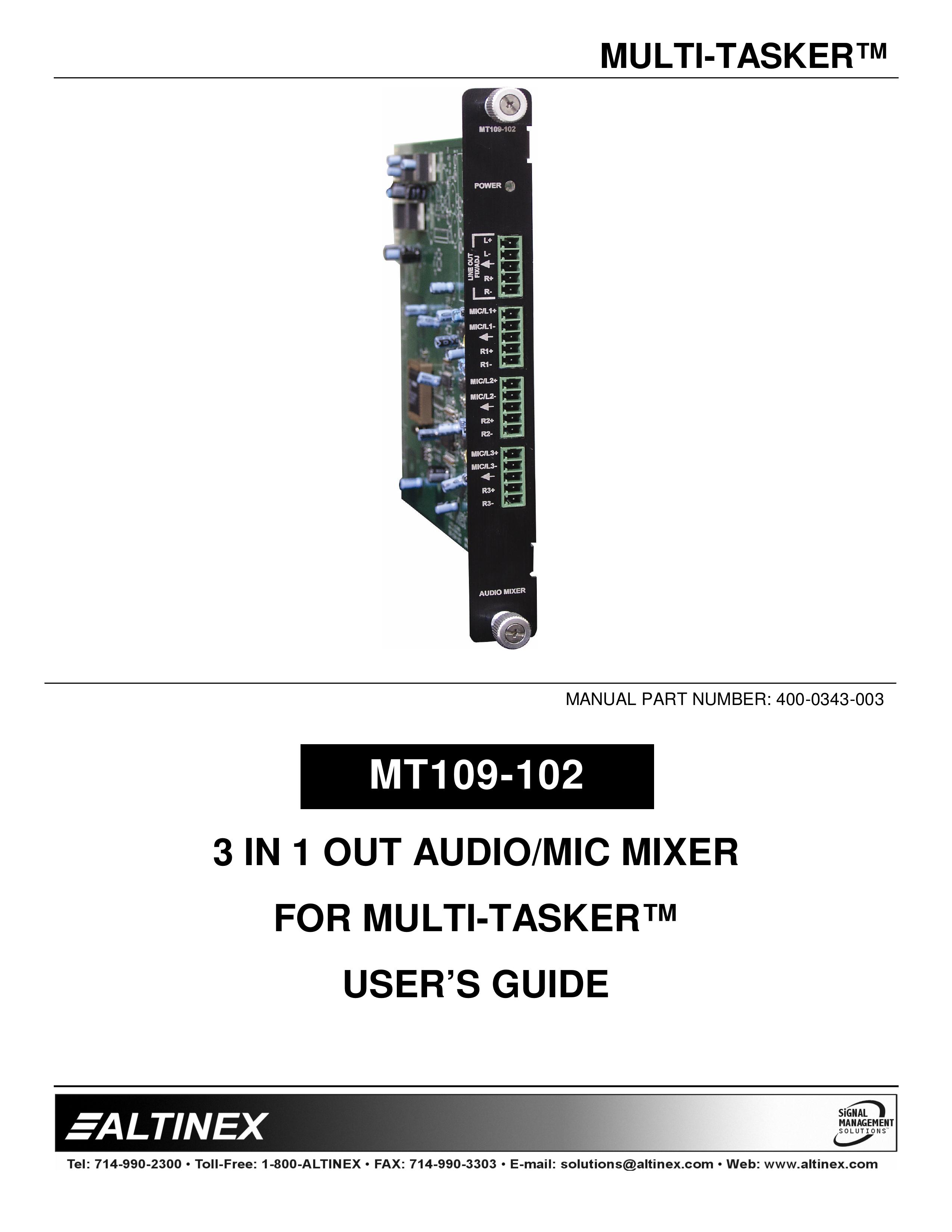 Altinex MT109-102 Music Mixer User Manual (Page 1)
