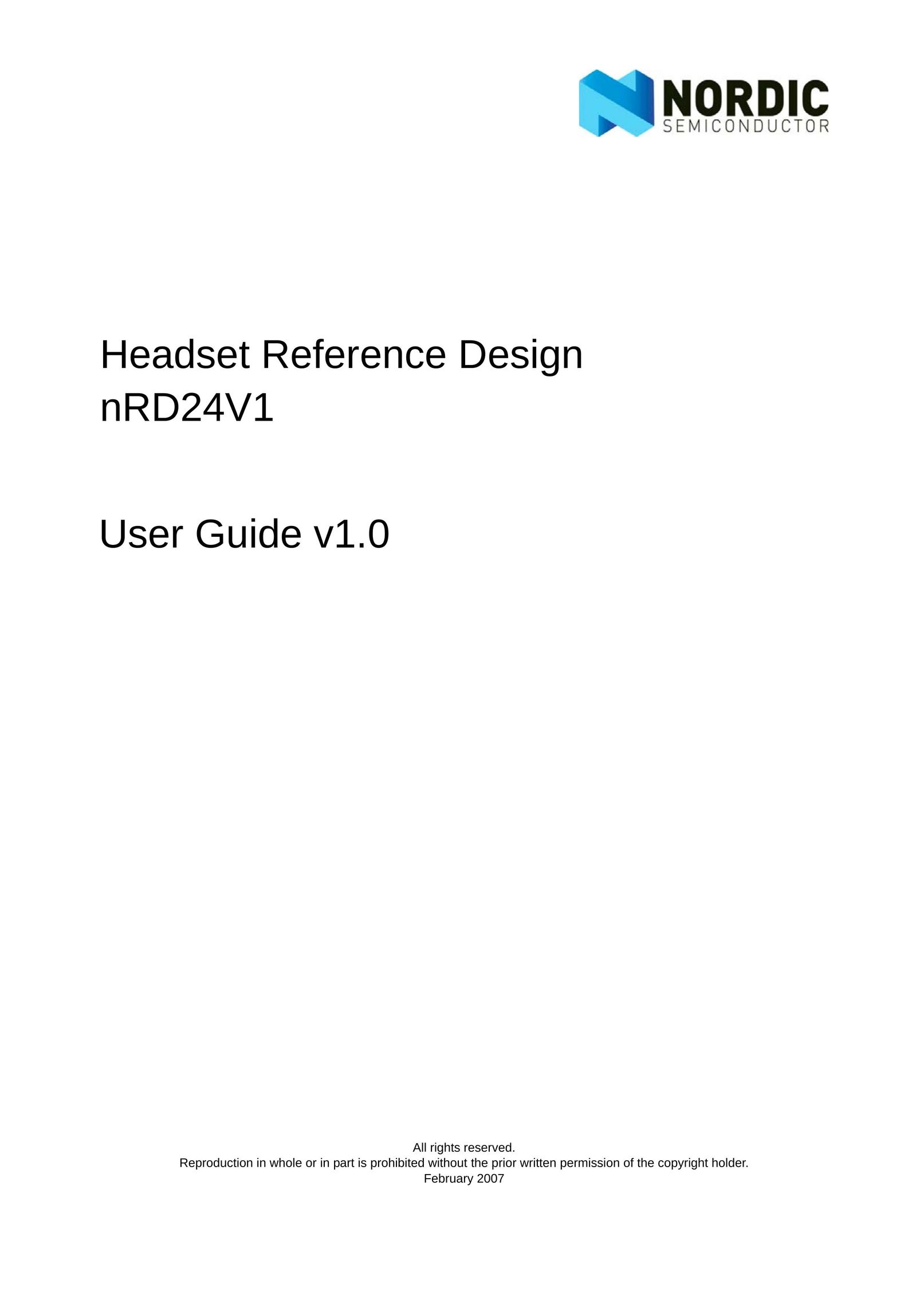 Nordic Star Products NRD24V1 Headphones User Manual (Page 1)