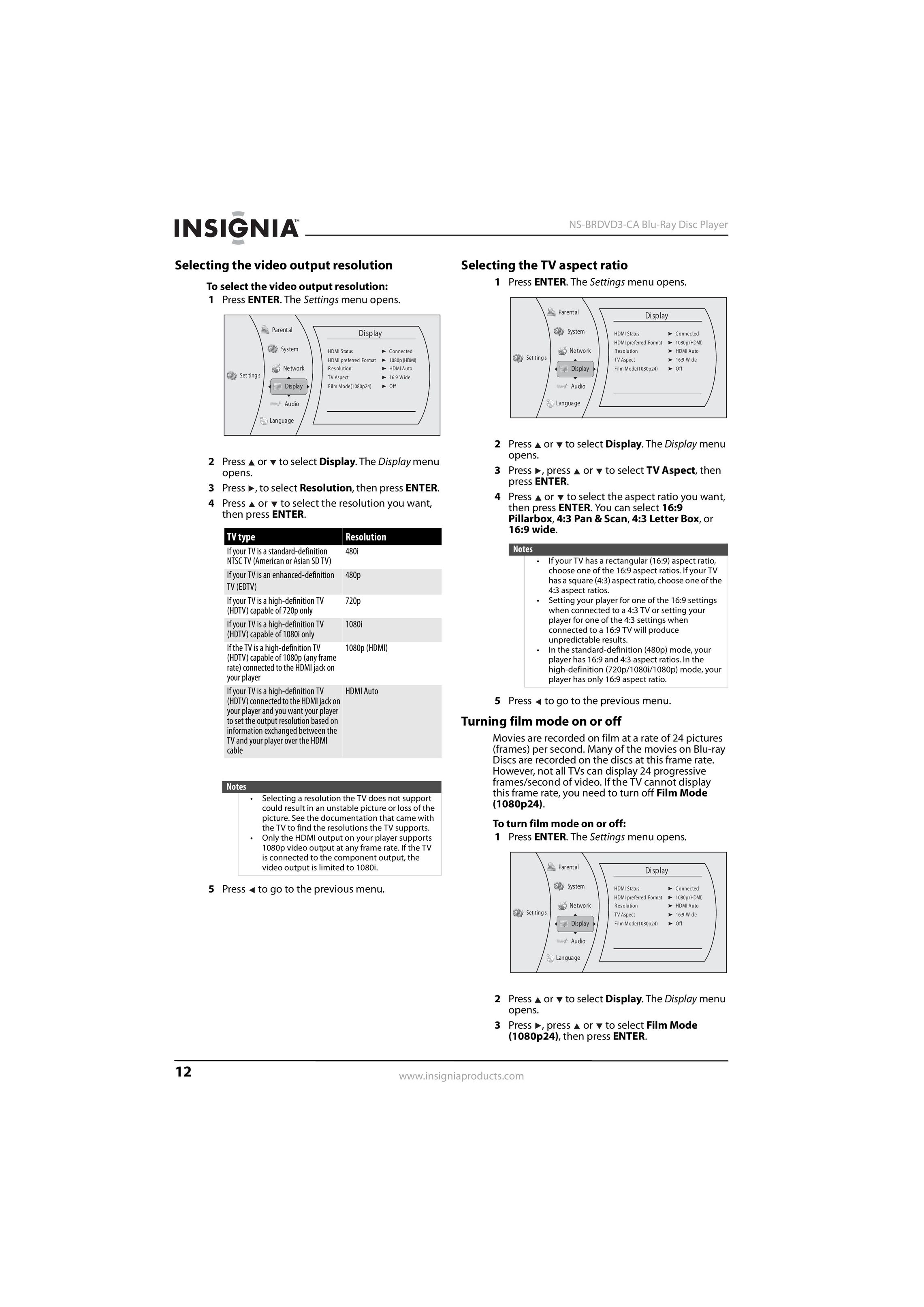 Insignia NS-BRDVD3-CA Blu-ray Player User Manual (Page 16)