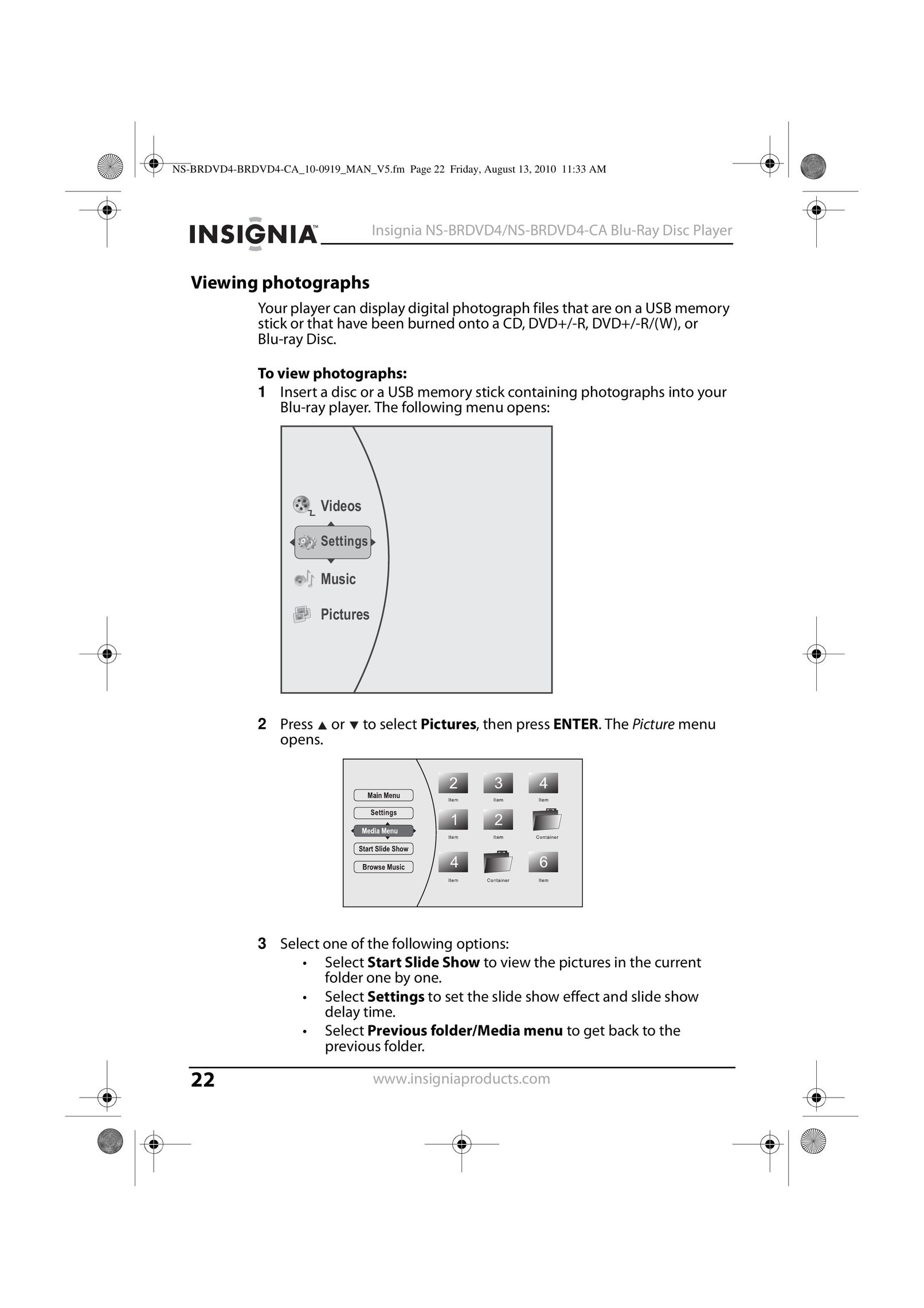 Insignia NS-BRDVD4 Blu-ray Player User Manual (Page 22)