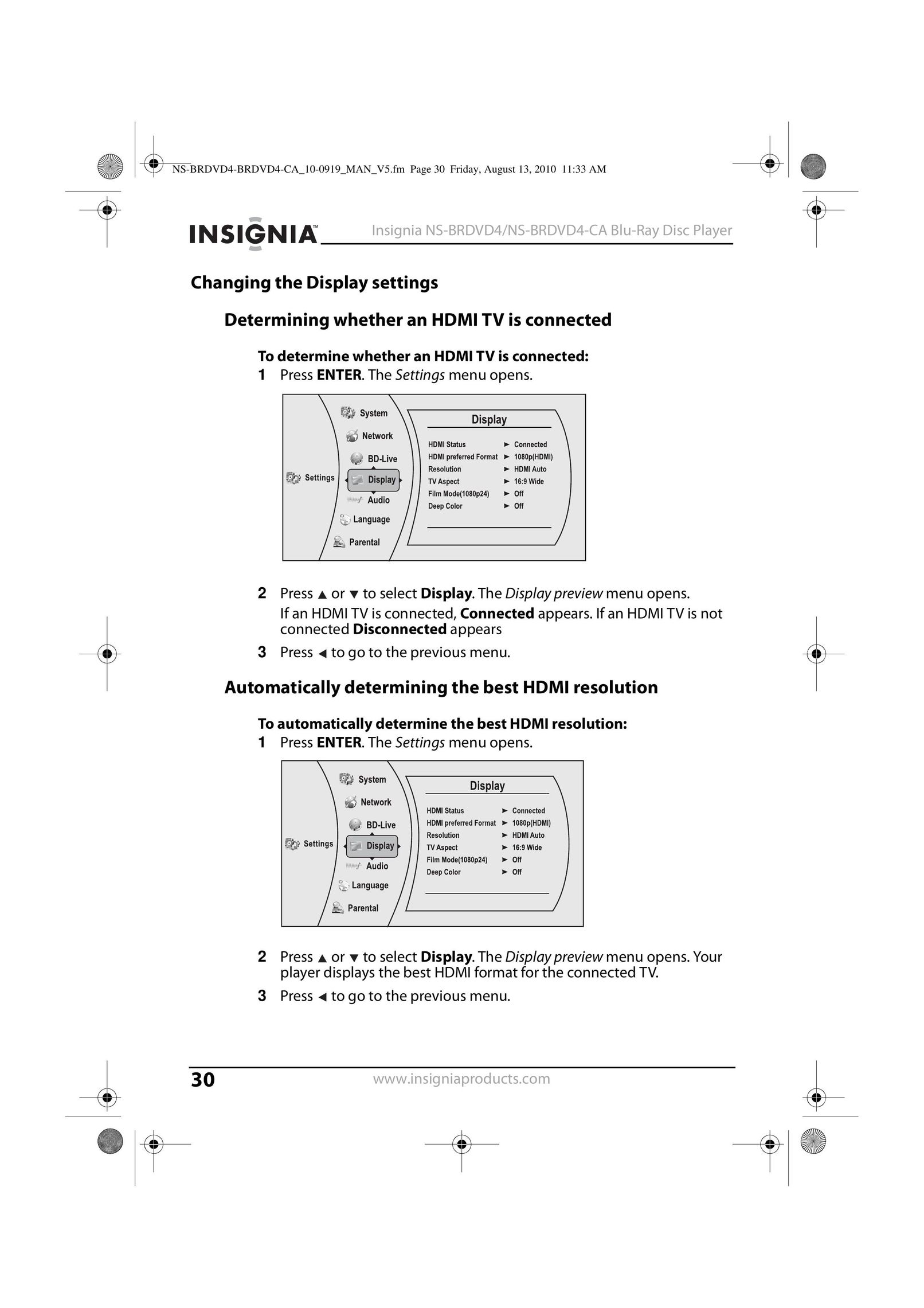 Insignia NS-BRDVD4 Blu-ray Player User Manual (Page 30)