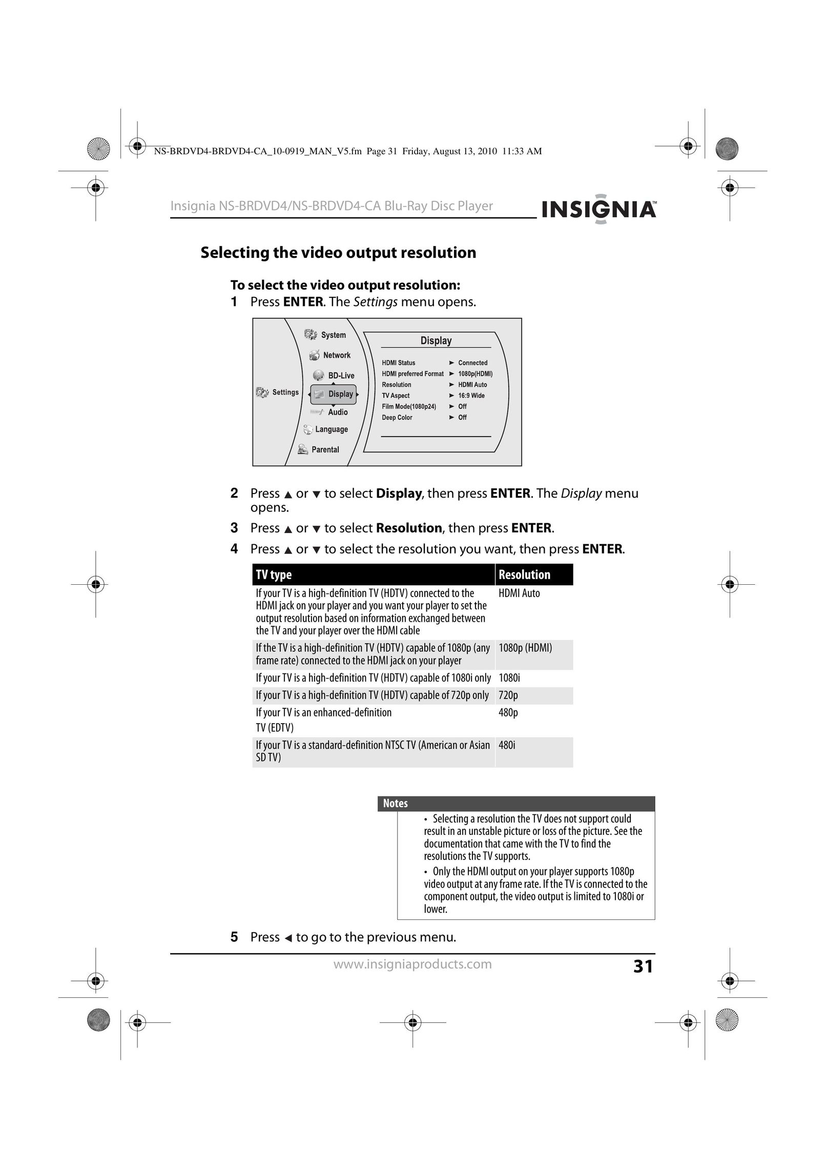 Insignia NS-BRDVD4 Blu-ray Player User Manual (Page 31)