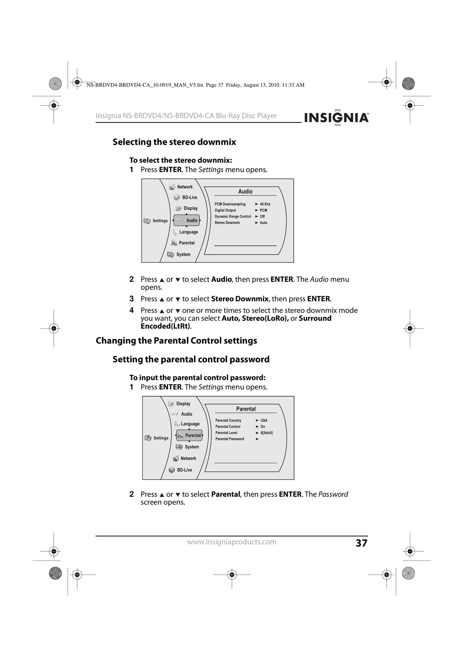 Insignia NS-BRDVD4 Blu-ray Player User Manual (Page 37)