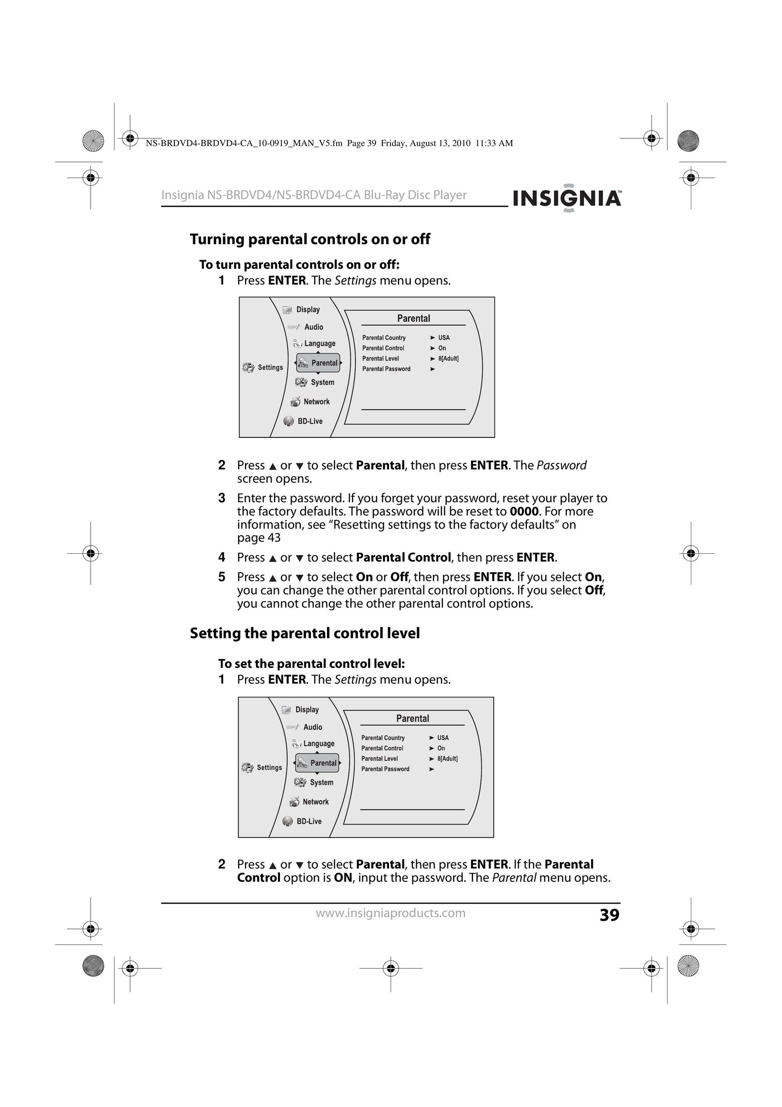 Insignia NS-BRDVD4 Blu-ray Player User Manual (Page 39)