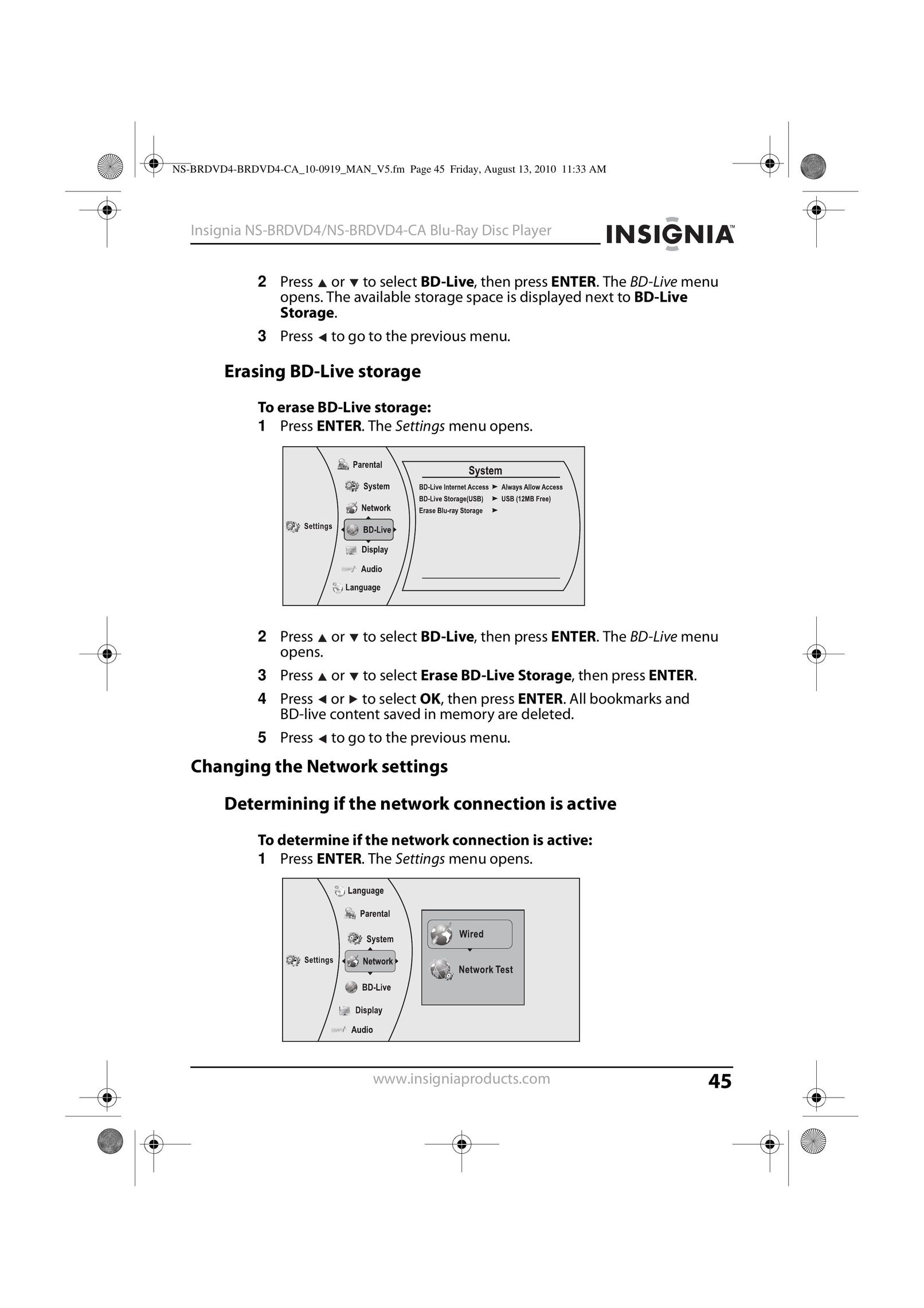 Insignia NS-BRDVD4 Blu-ray Player User Manual (Page 45)
