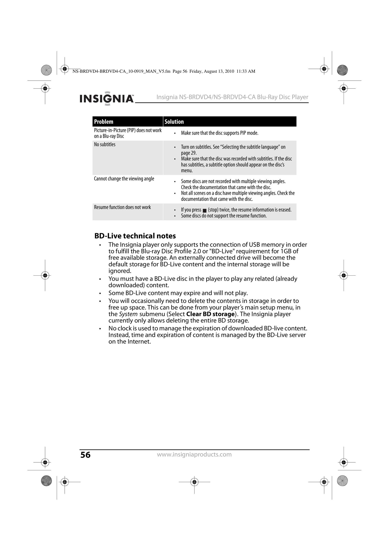 Insignia NS-BRDVD4 Blu-ray Player User Manual (Page 56)