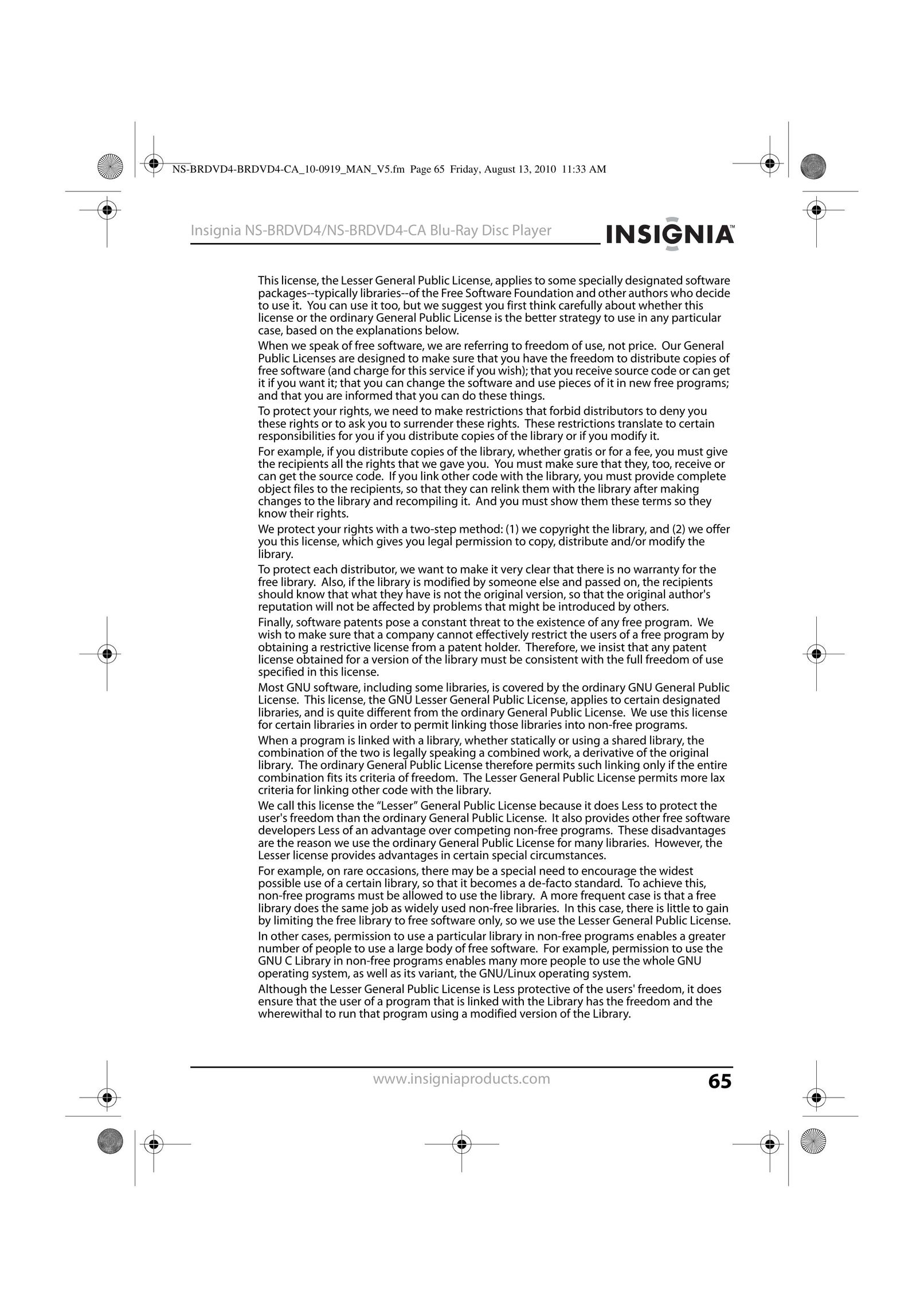 Insignia NS-BRDVD4 Blu-ray Player User Manual (Page 65)