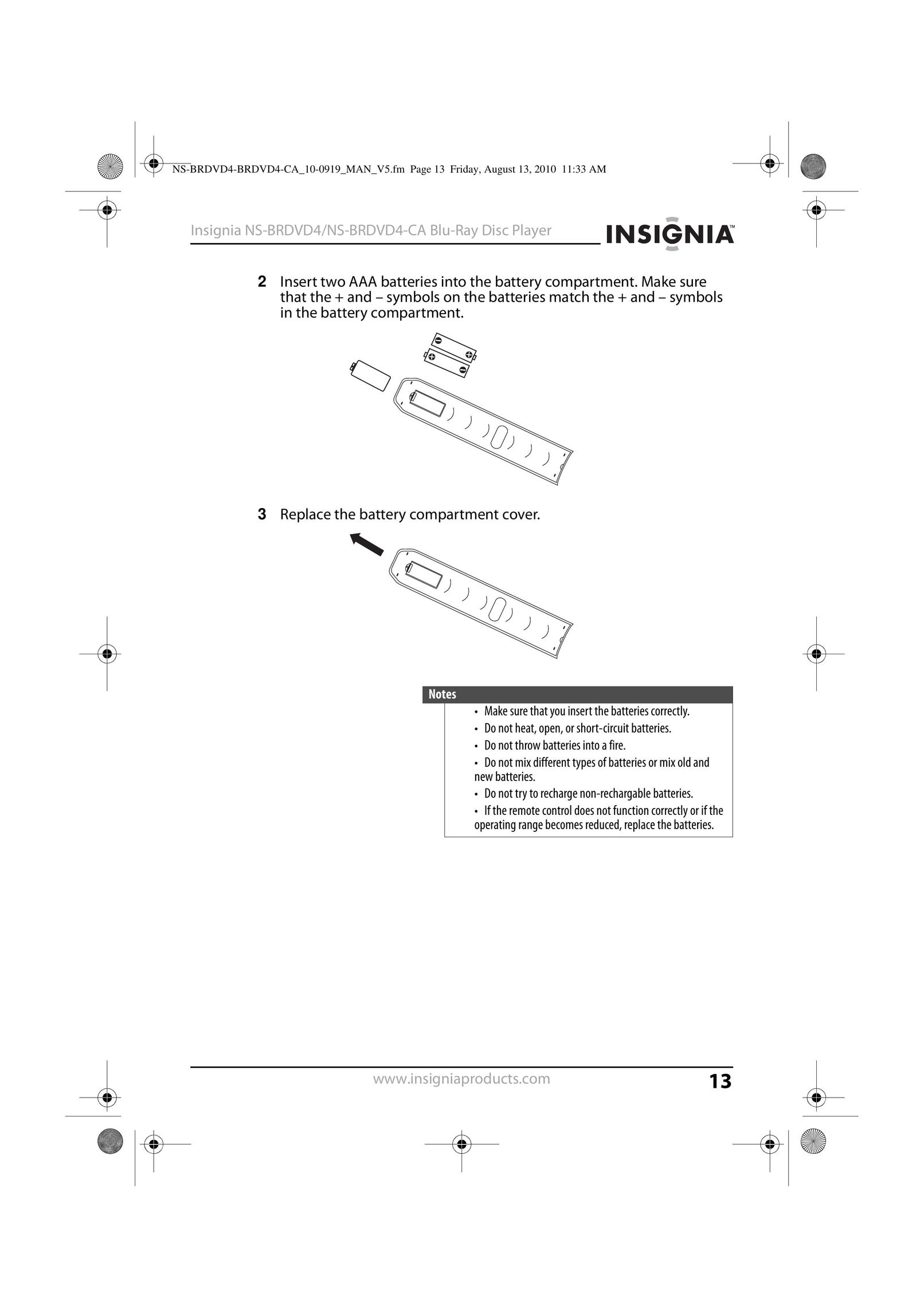 Insignia NS-BRDVD4-CA Blu-ray Player User Manual (Page 13)