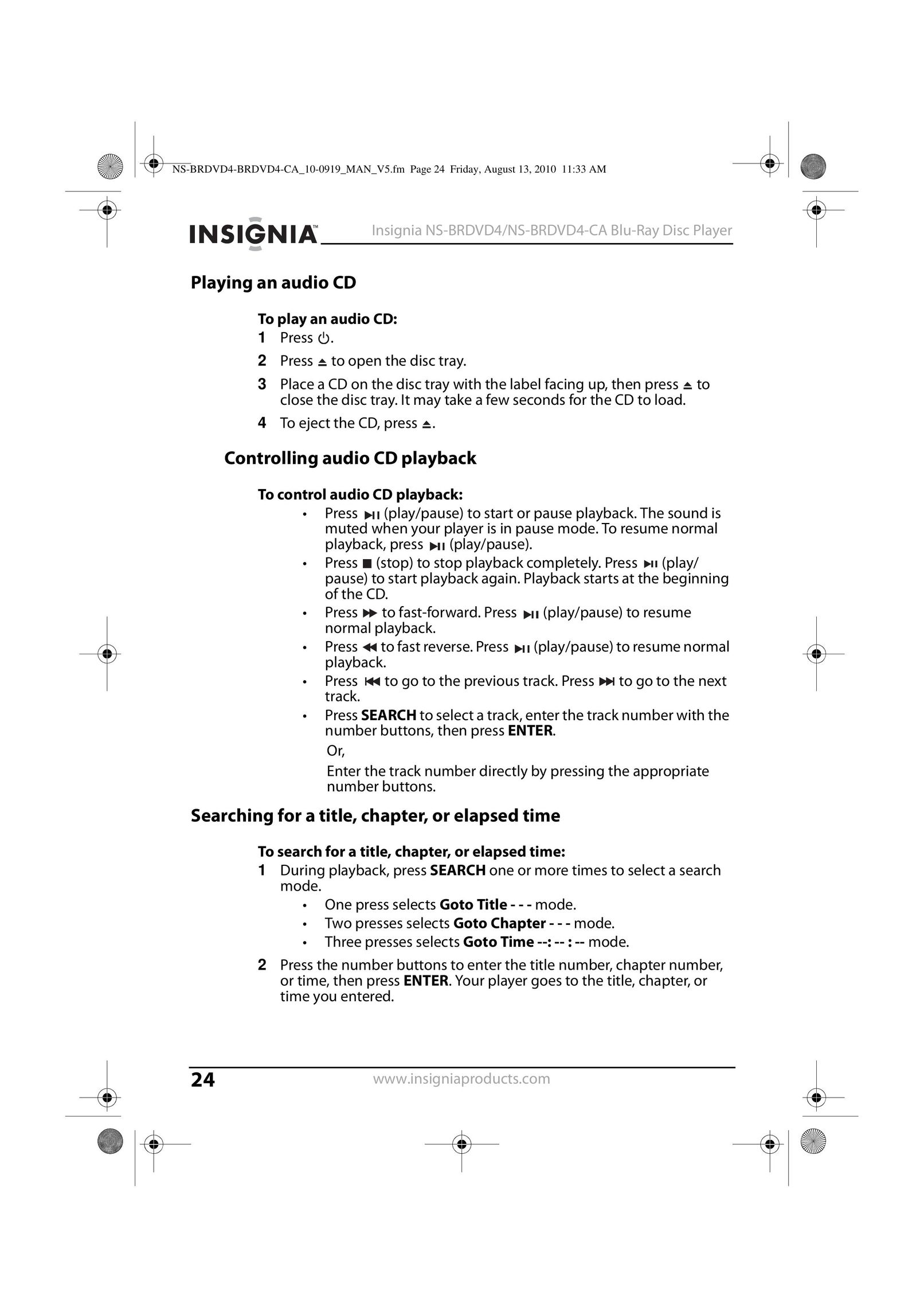 Insignia NS-BRDVD4-CA Blu-ray Player User Manual (Page 24)