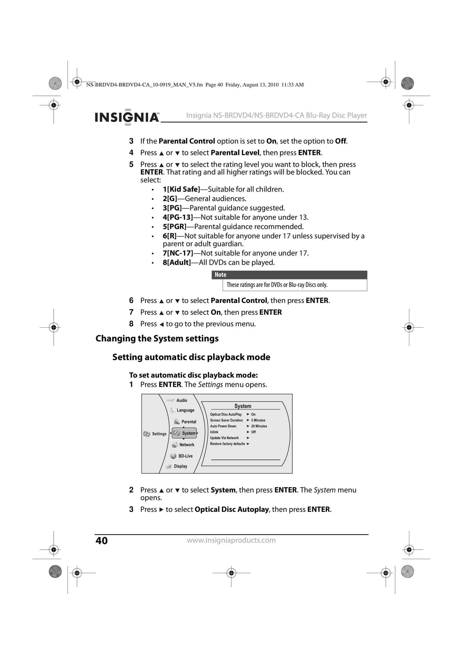 Insignia NS-BRDVD4-CA Blu-ray Player User Manual (Page 40)