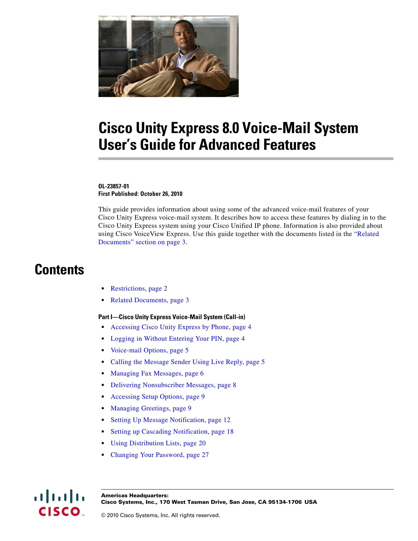 Cisco Systems OL-23857-01 Answering Machine User Manual (Page 1)