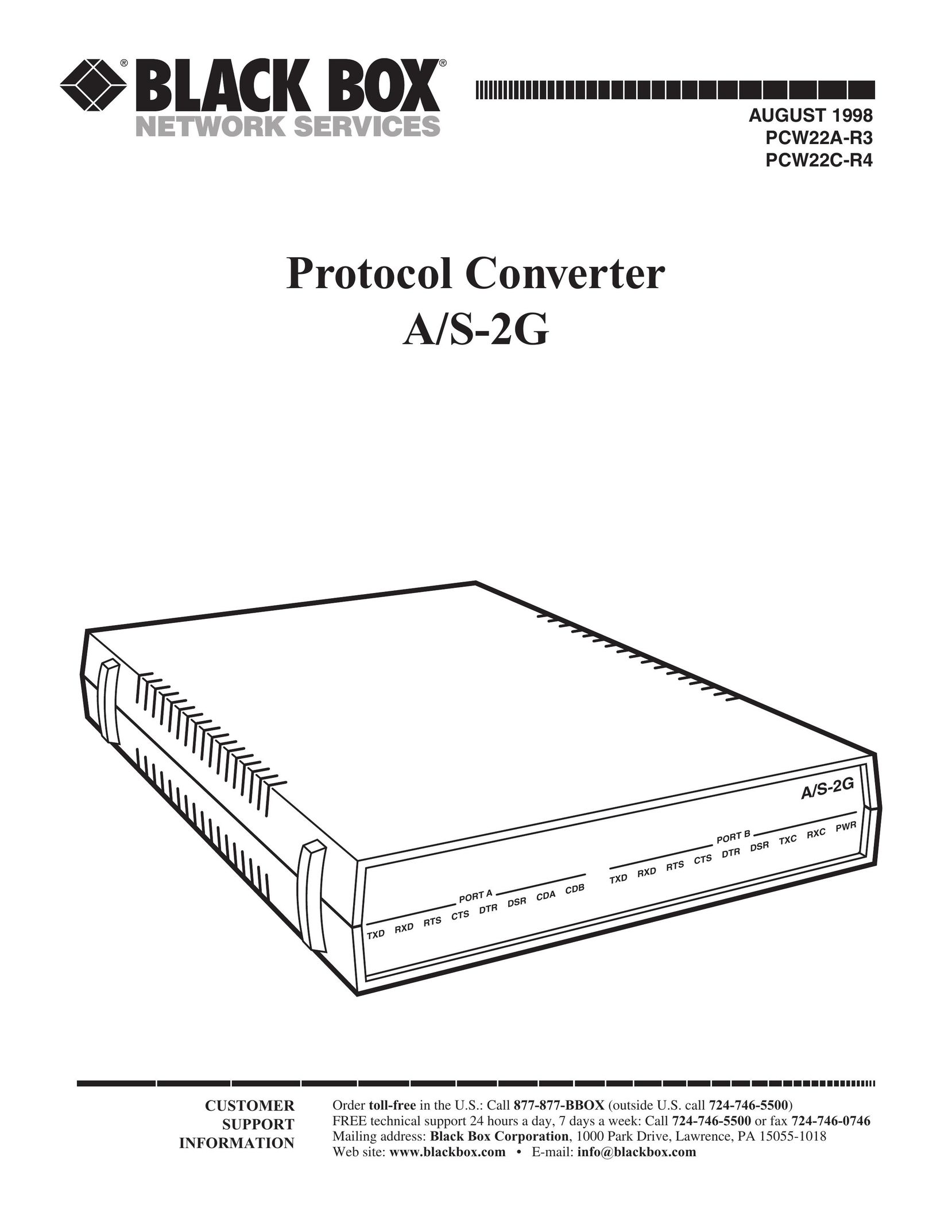 Black Box PCW22A-R3 Cable Box User Manual (Page 1)