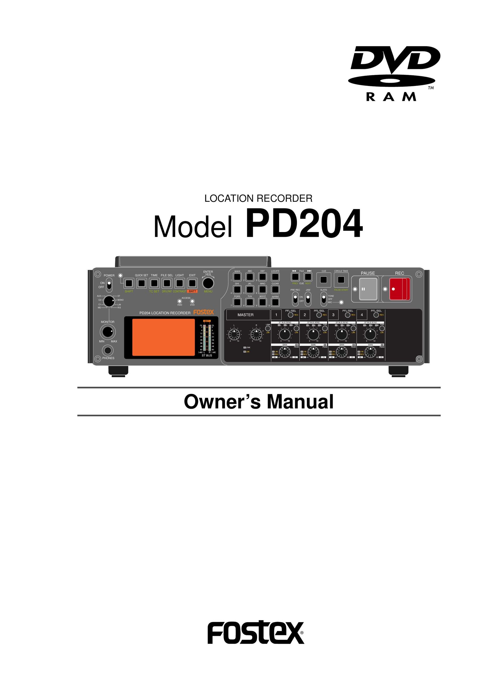 Fostex PD204 DVD Recorder User Manual (Page 1)