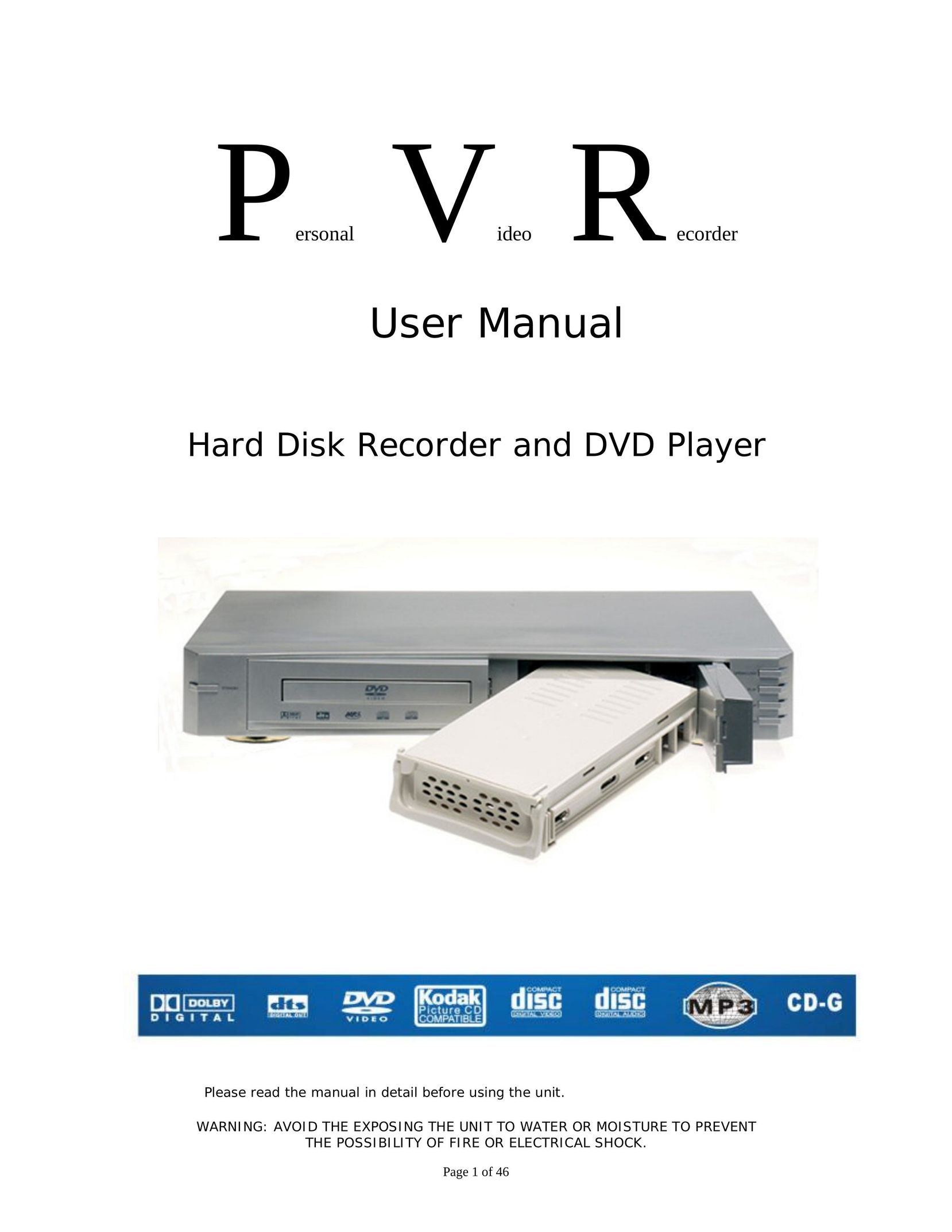 Dolby Laboratories Personal Video Recorder DVD Recorder User Manual (Page 1)