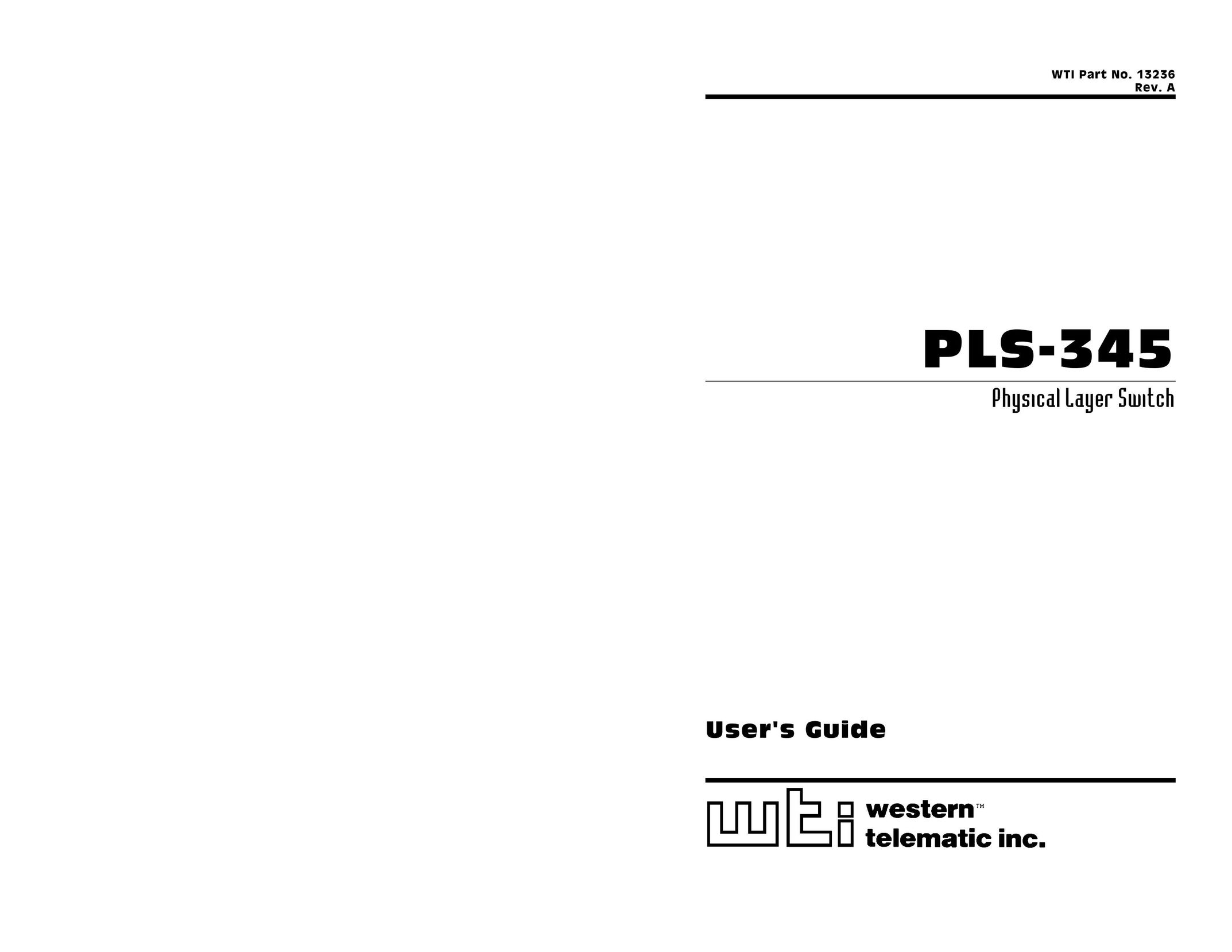 Western Telematic PLS-345 Switch User Manual (Page 1)