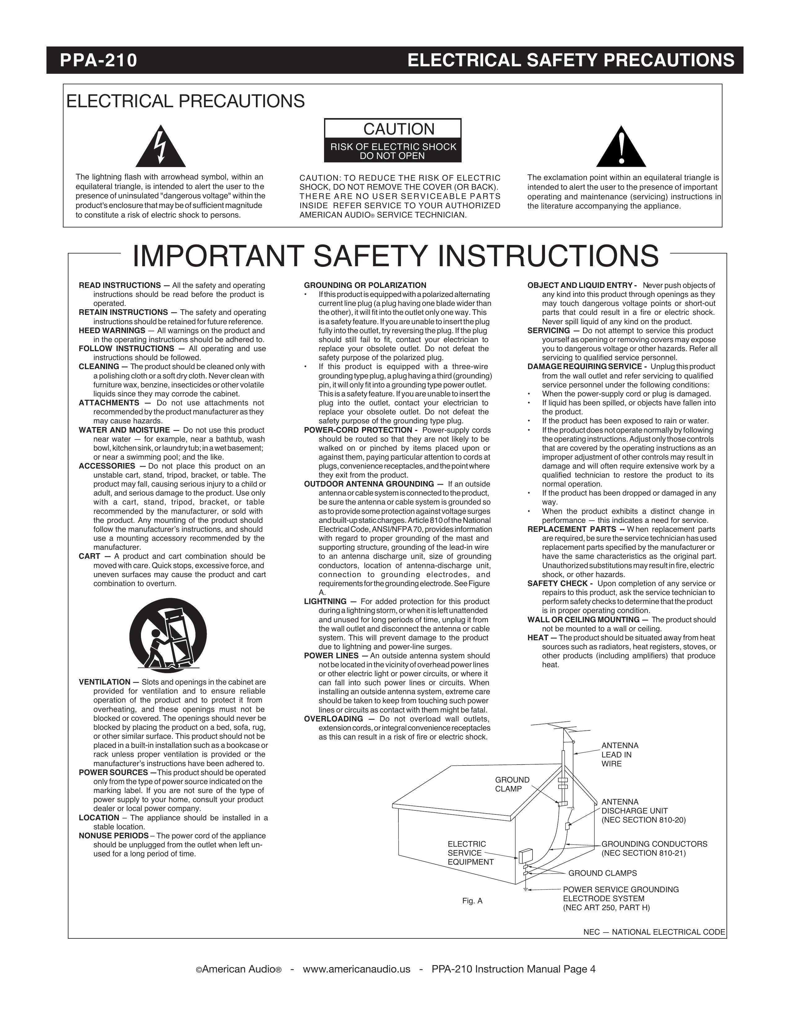American Audio PPA-210 DJ Equipment User Manual (Page 4)
