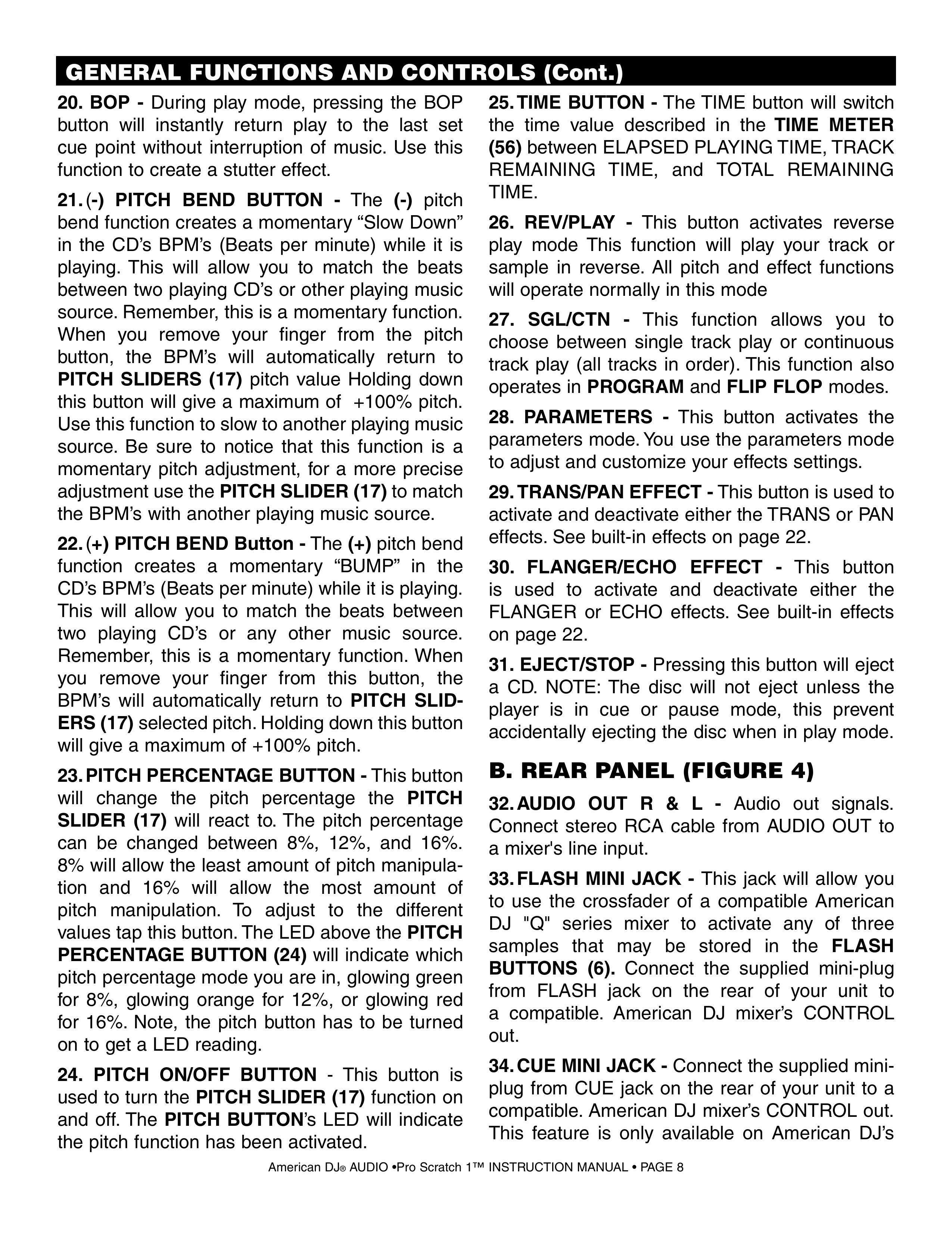 American Audio Pro Scratch 1 DJ Equipment User Manual (Page 8)