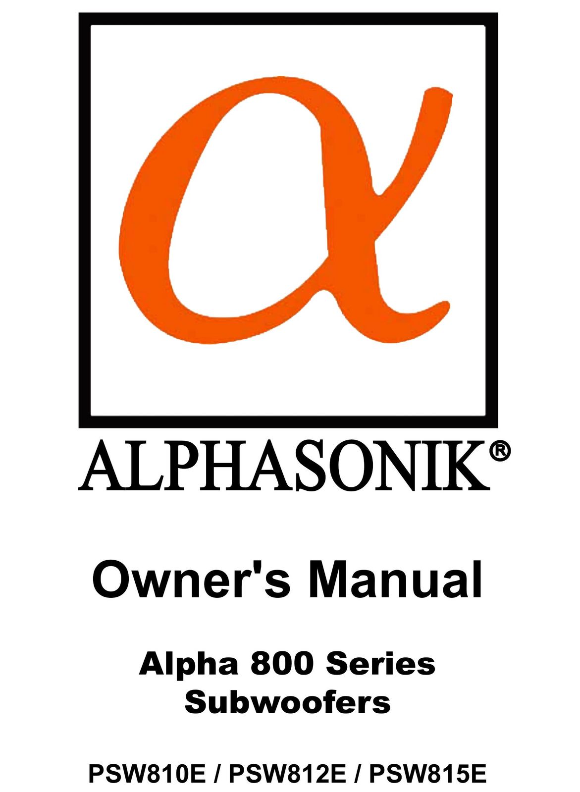 Alphasonik PSW812E Car Speaker User Manual (Page 1)