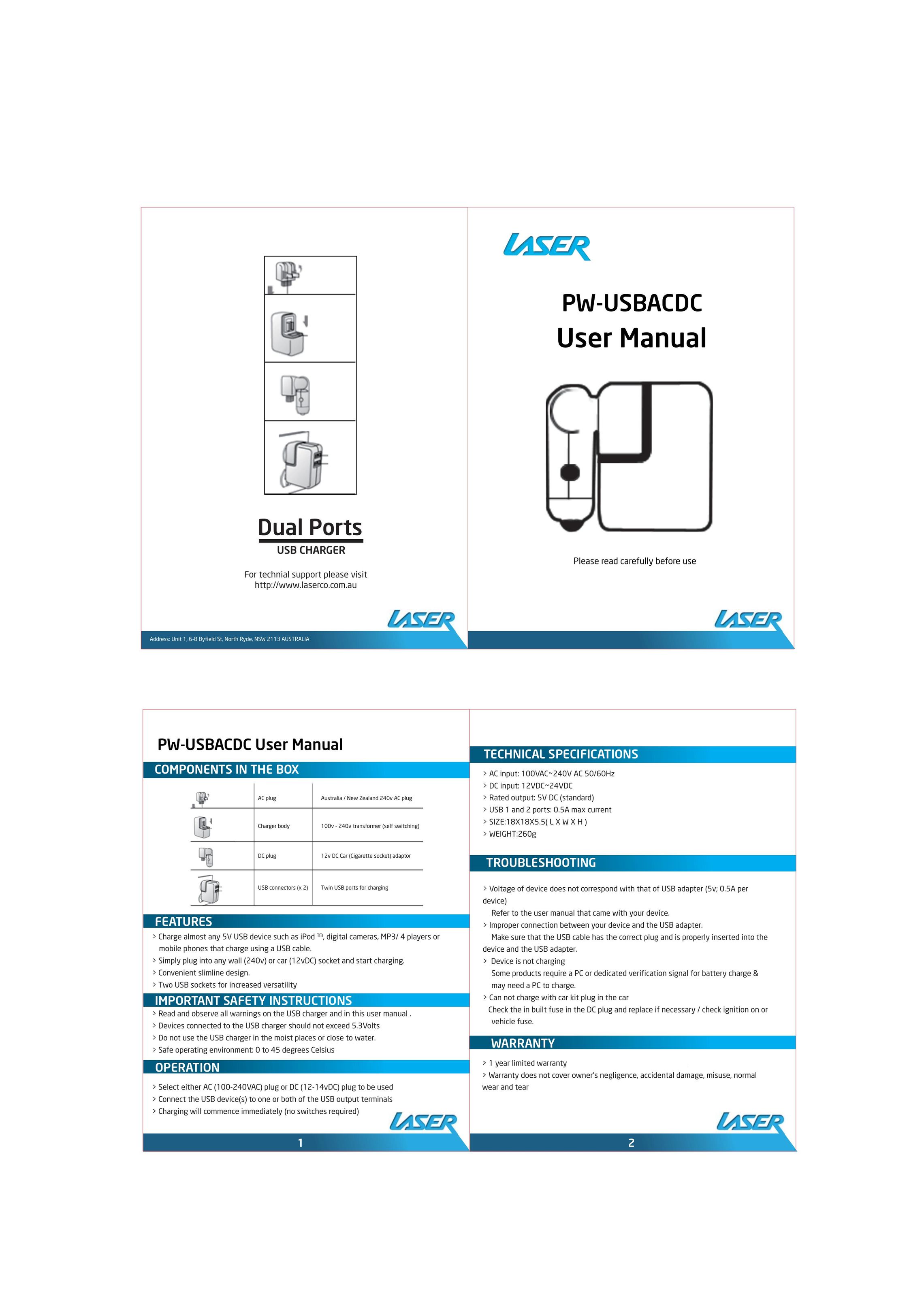 Laser PW-USBACDC Switch User Manual (Page 1)