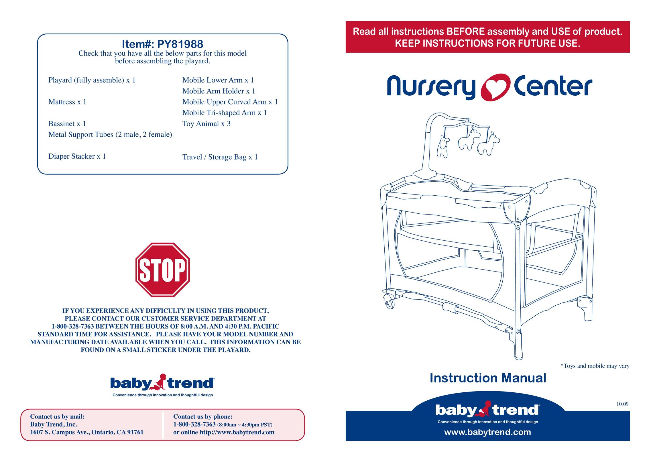 Baby Trend PY81988 Baby Furniture User Manual (Page 1)