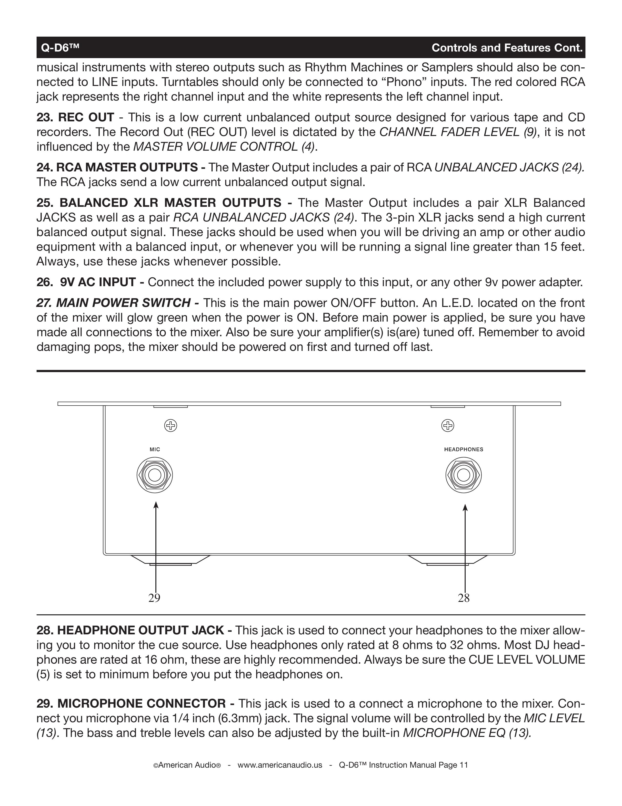 American Audio q-d6 DJ Equipment User Manual (Page 11)