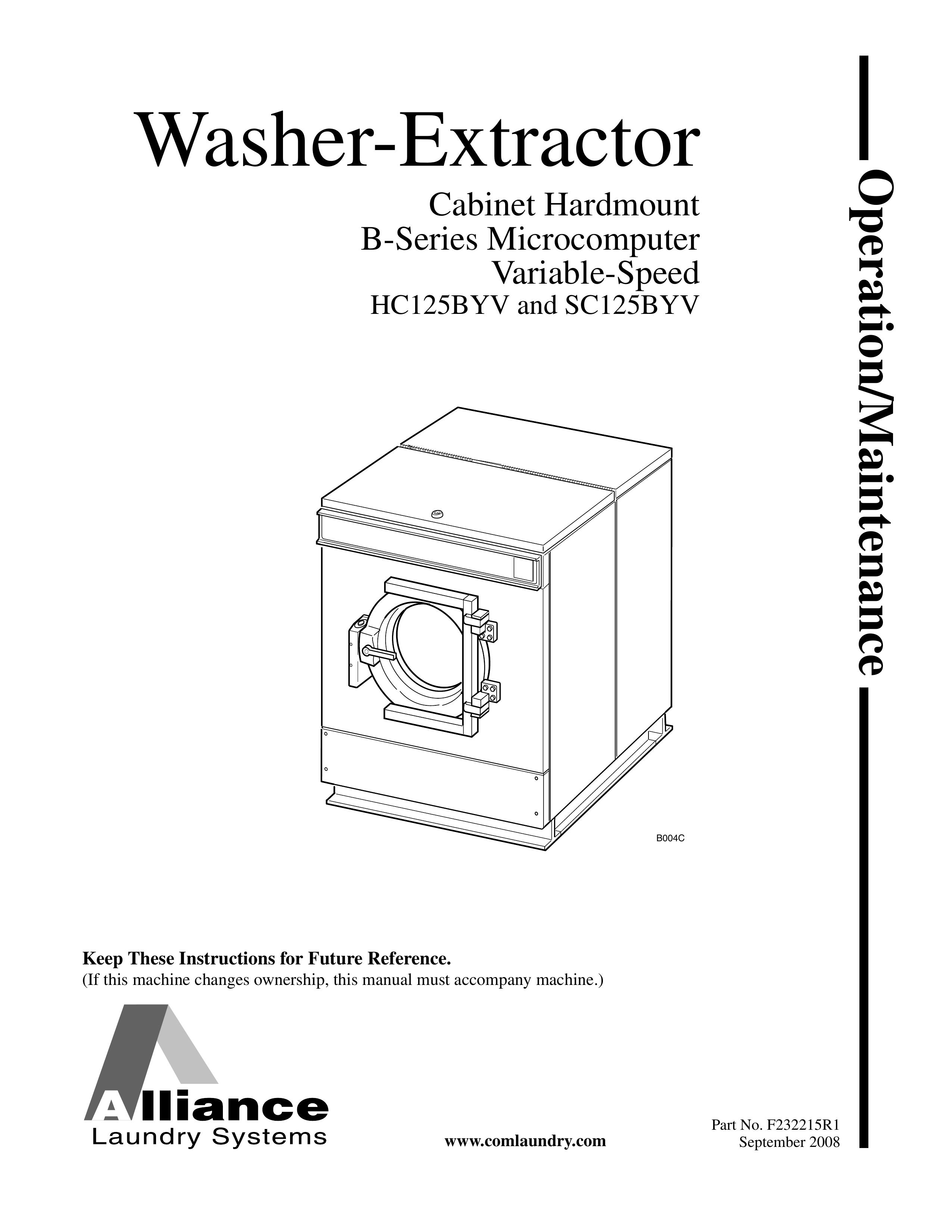 Alliance Laundry Systems SC125BYV Washer/Dryer User Manual (Page 1)