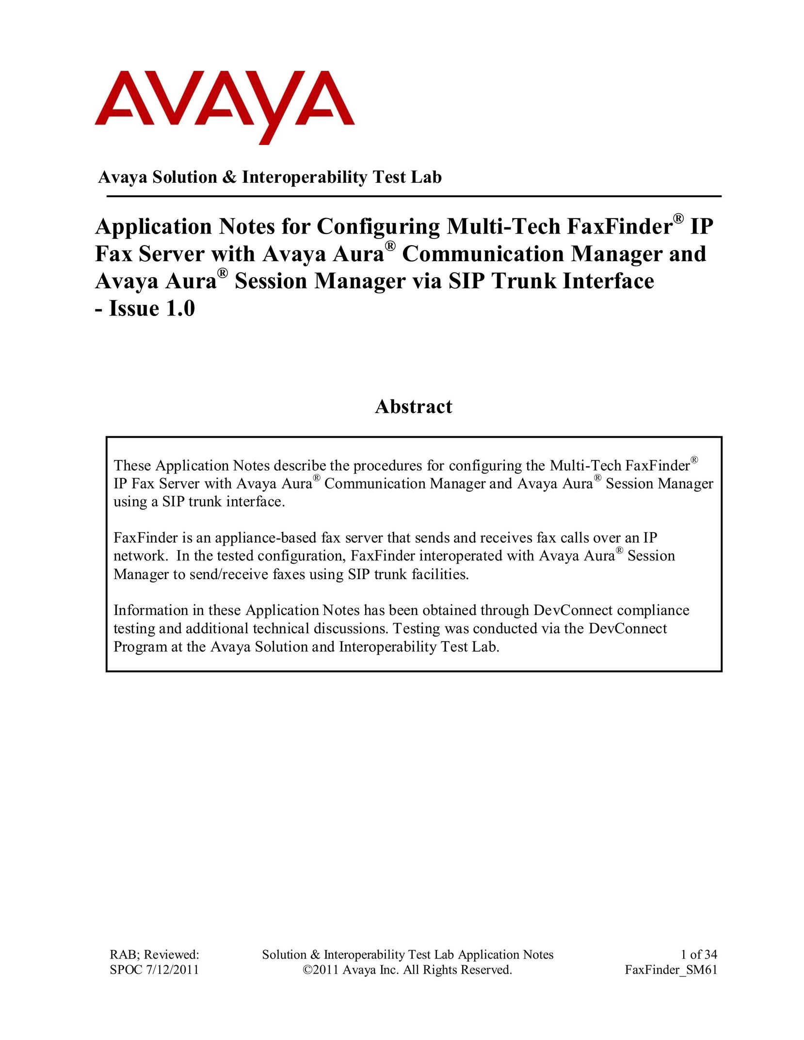Avaya SM61 All in One Printer User Manual (Page 1)