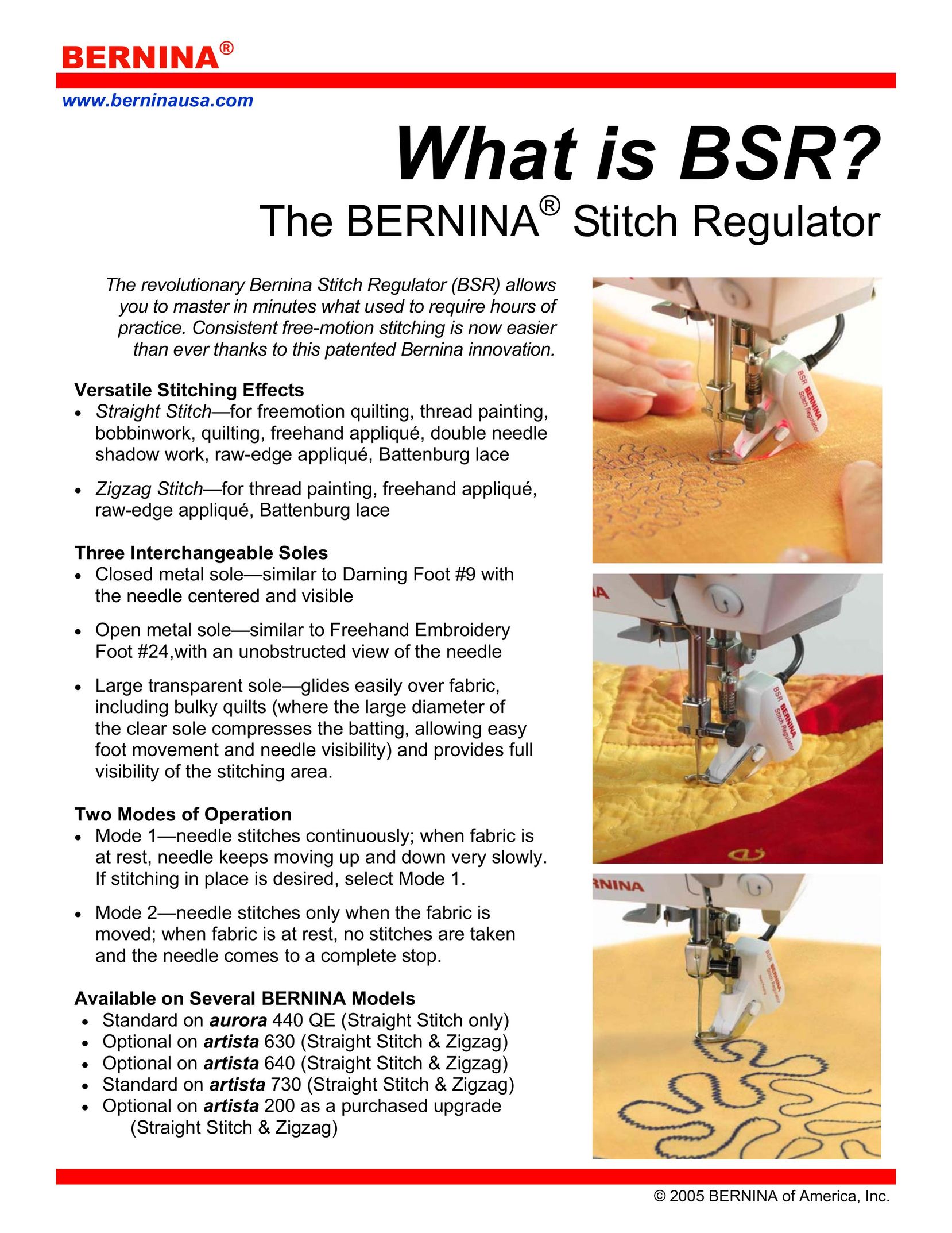 Bernina Stitch Regulator Sewing Machine User Manual (Page 1)