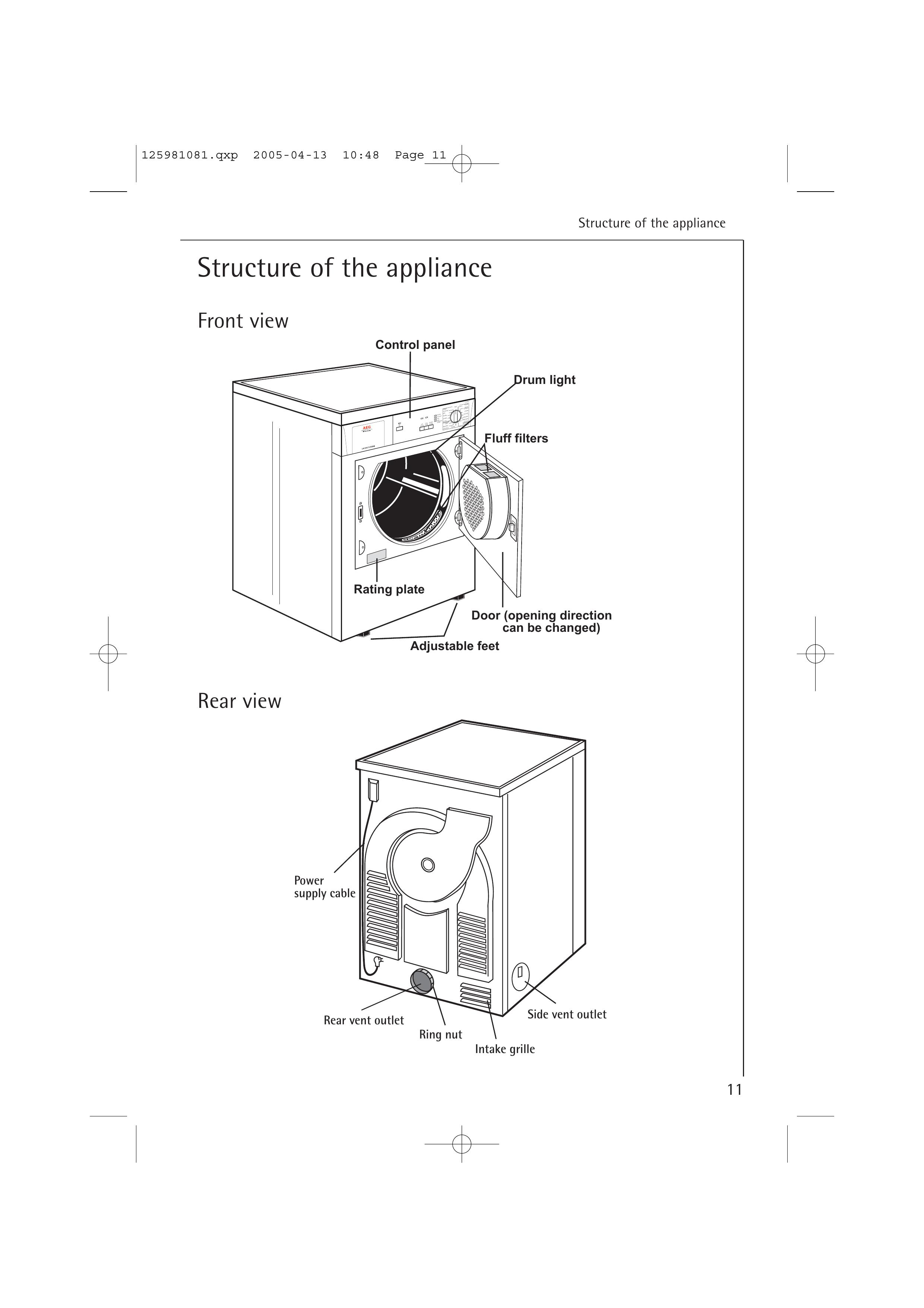 AEG T37400 Clothes Dryer User Manual (Page 11)