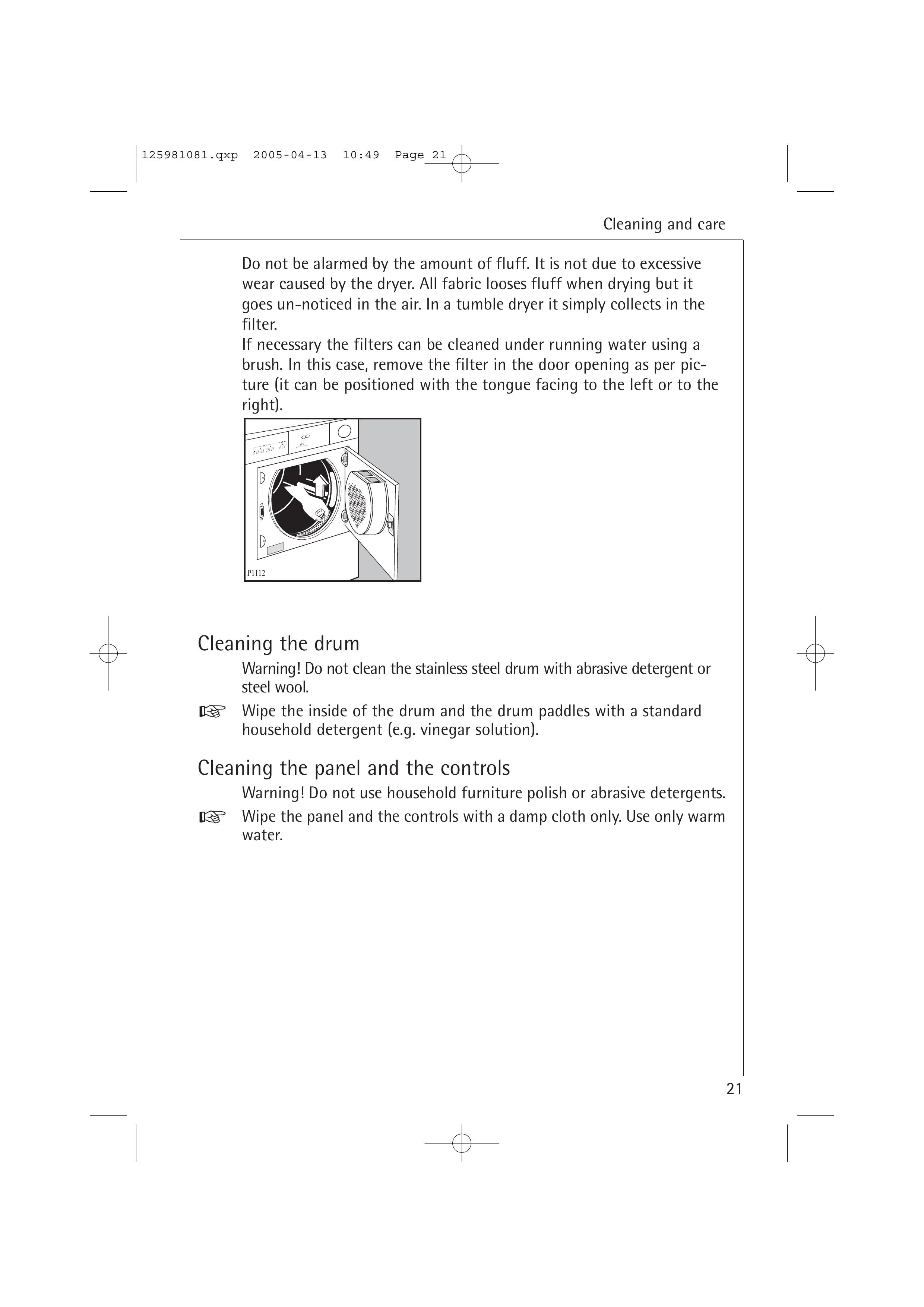 AEG T37400 Clothes Dryer User Manual (Page 21)