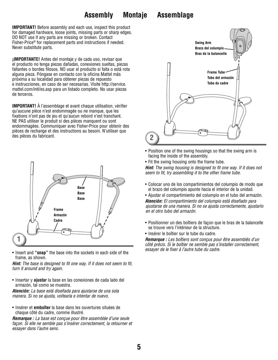 Fisher-Price T8377 Baby Accessories User Manual (Page 5)
