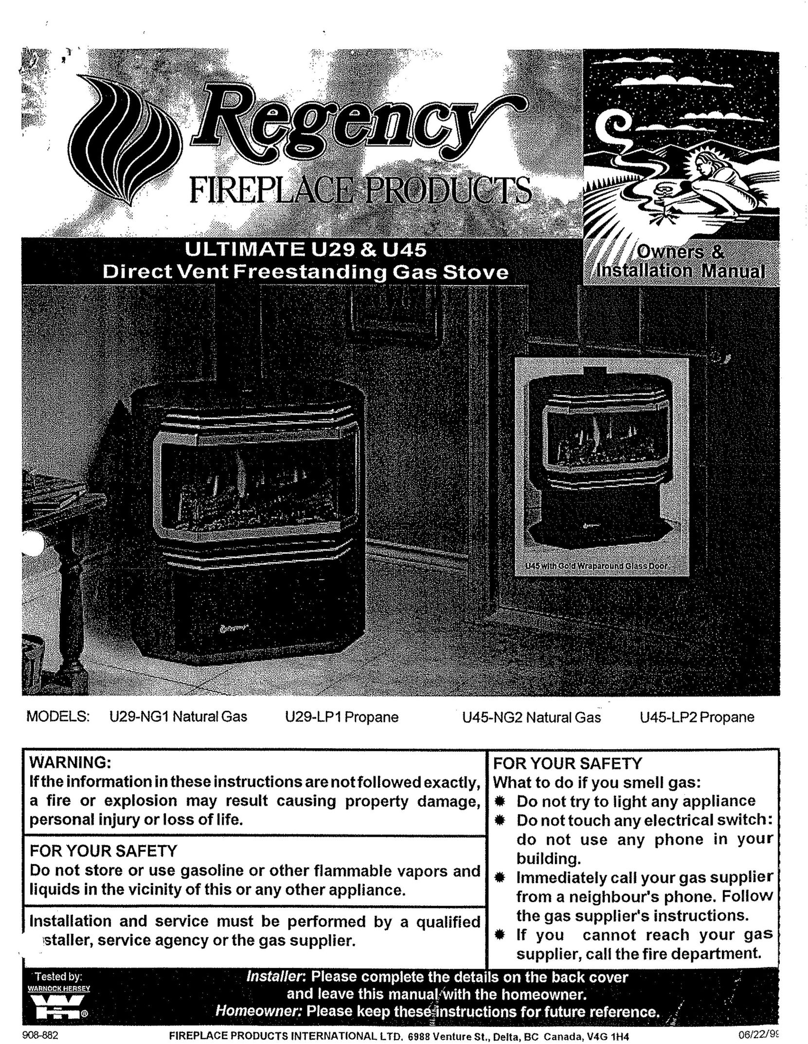 Regency Wraps U29-LP1 Indoor Fireplace User Manual (Page 1)