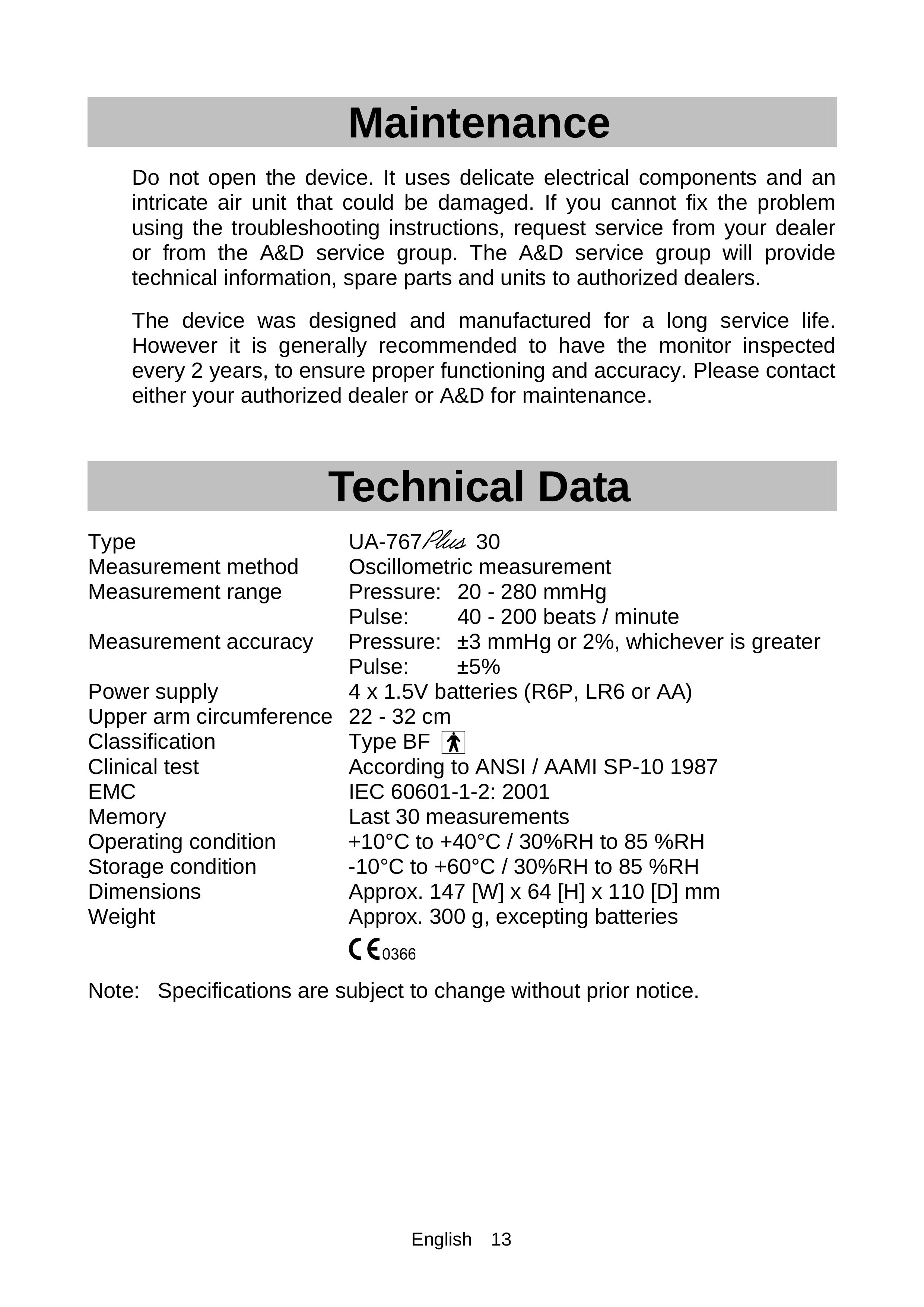 A&D UA-767 30 Blood Pressure Monitor User Manual (Page 14)