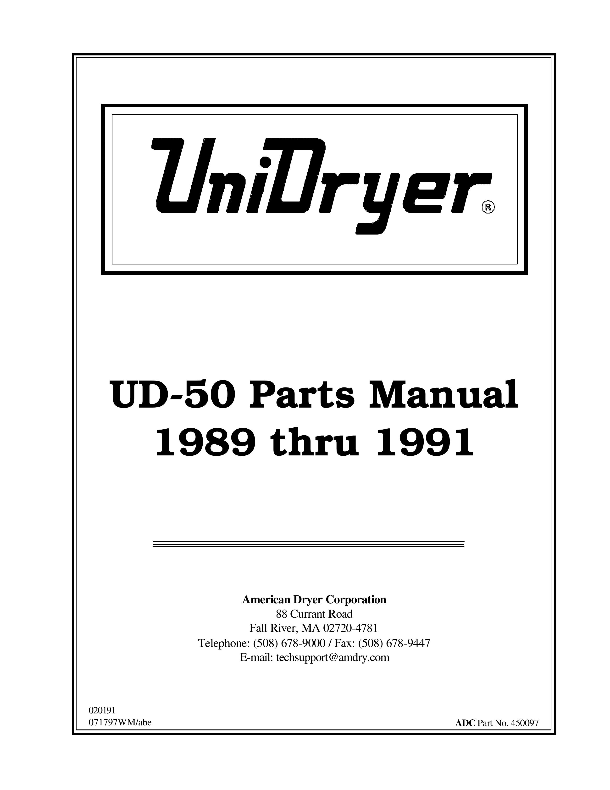 ADC UD-50 Clothes Dryer User Manual (Page 1)