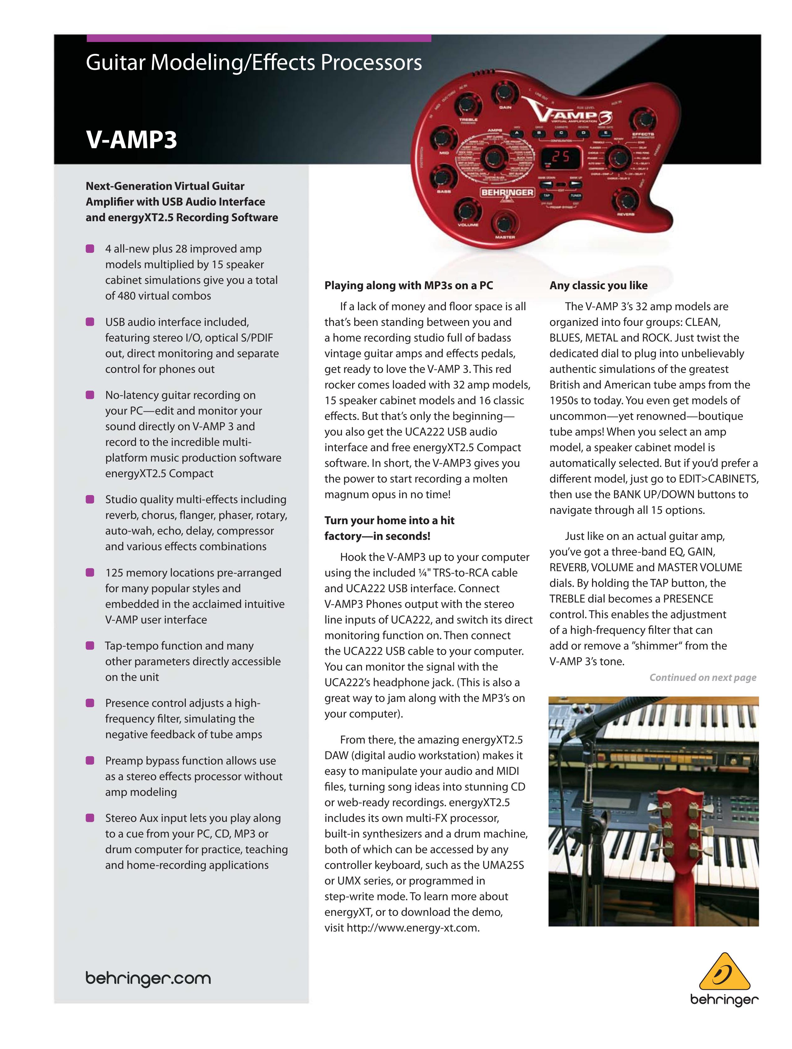 Behringer V-AMP3 Music Pedal User Manual (Page 1)