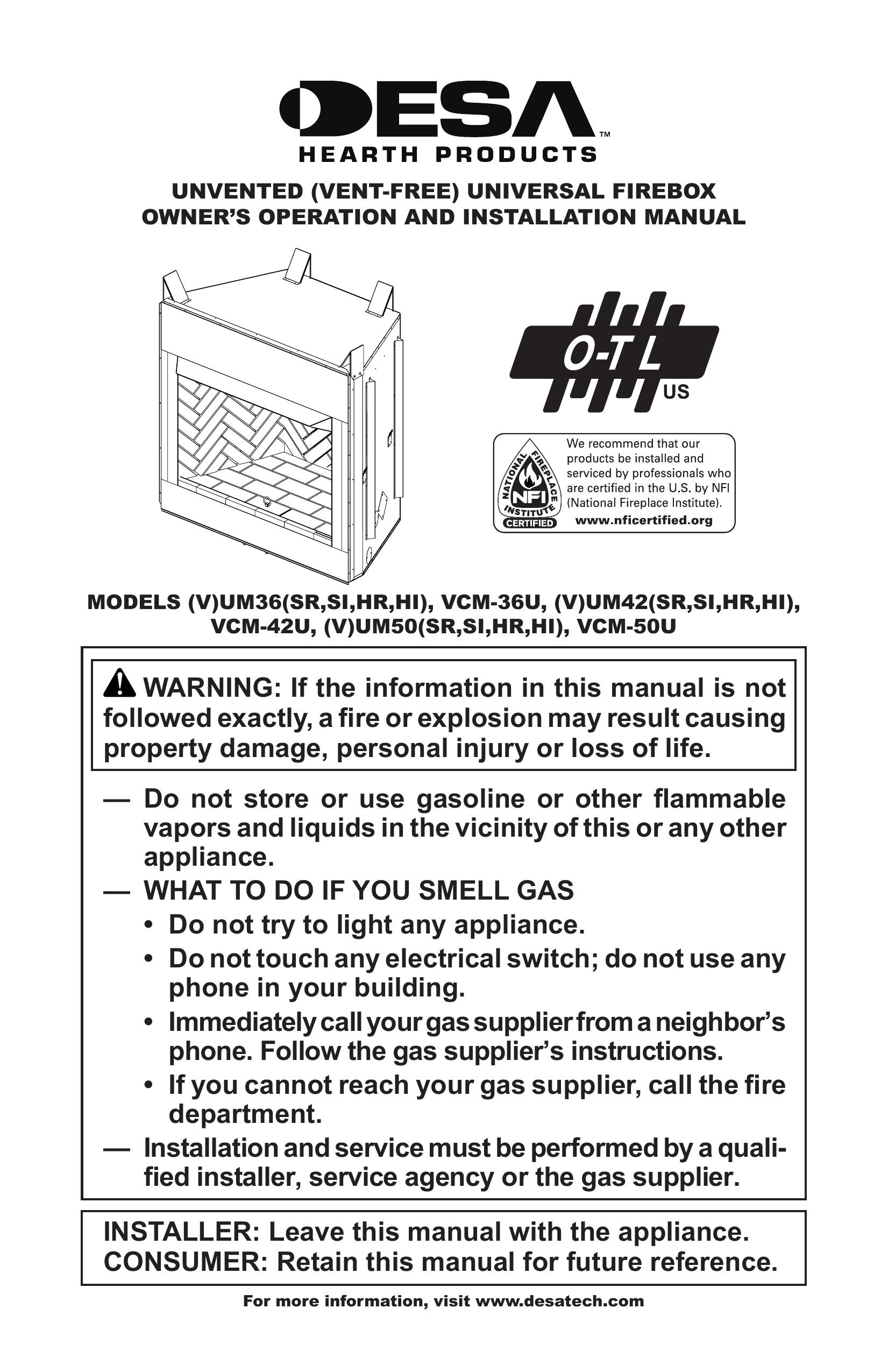 Desa VCM-42U Fire Pit User Manual (Page 1)