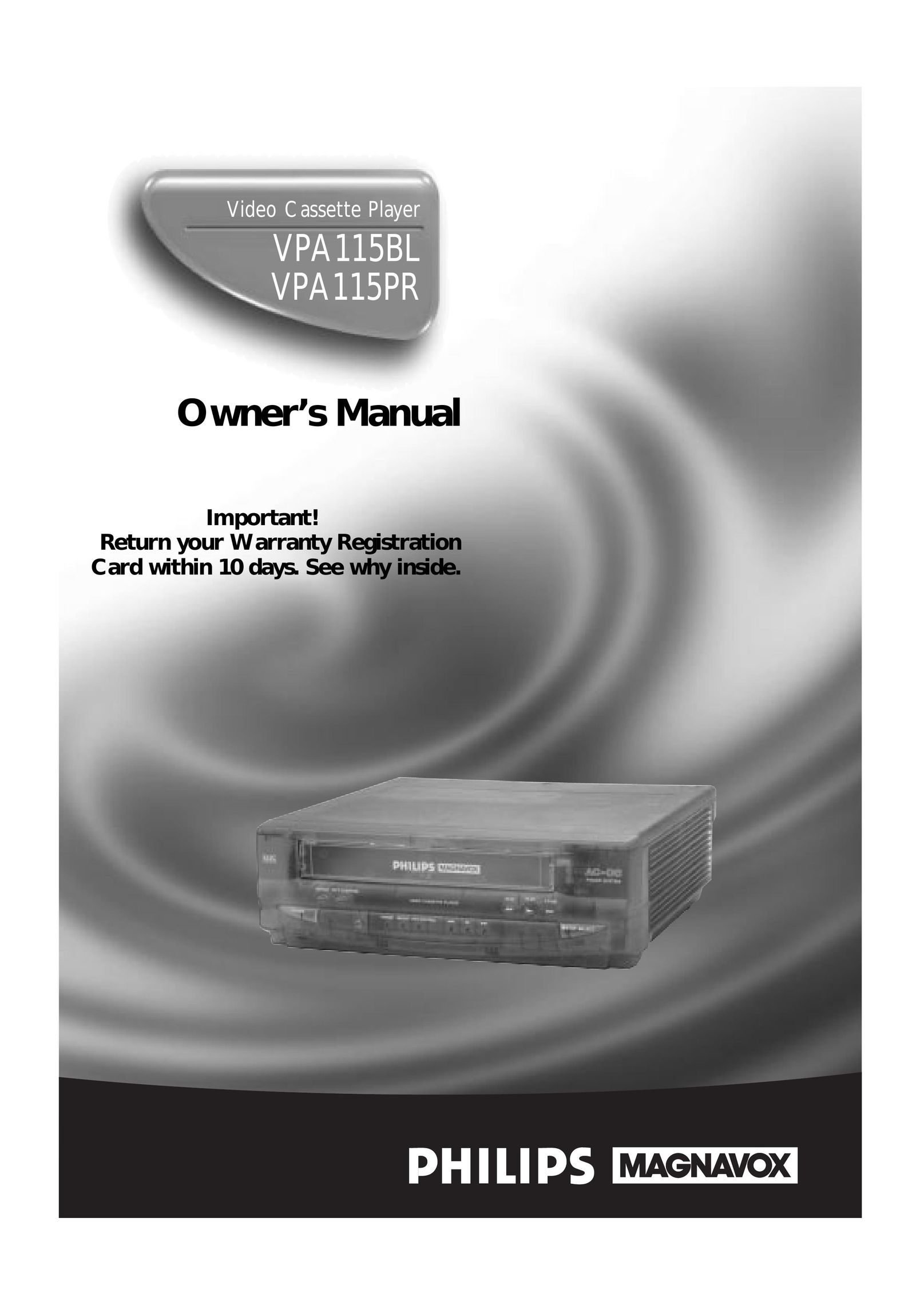 Magnavox VPA115PR Cassette Player User Manual (Page 1)