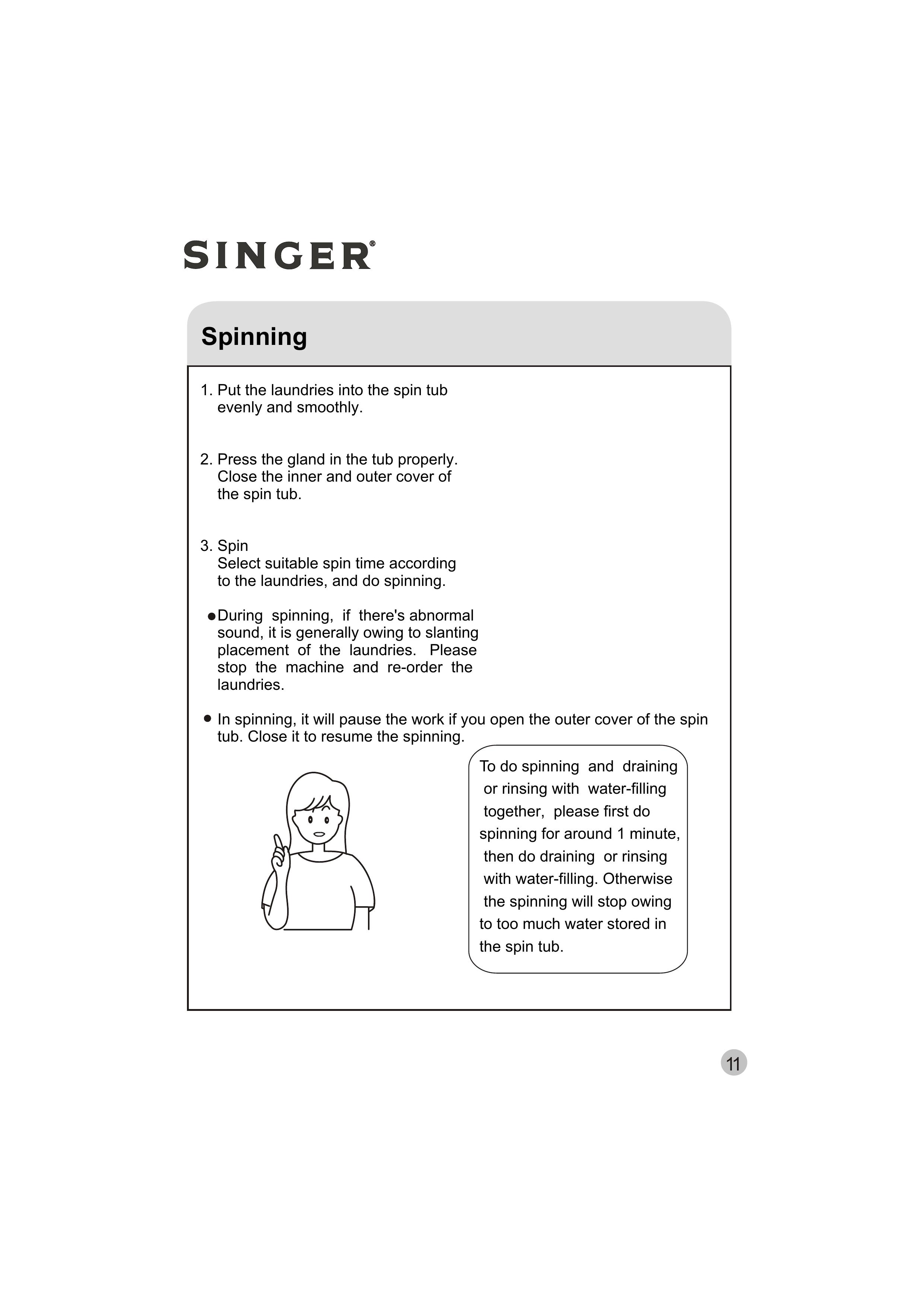 Singer WT5113 Washer/Dryer User Manual (Page 12)