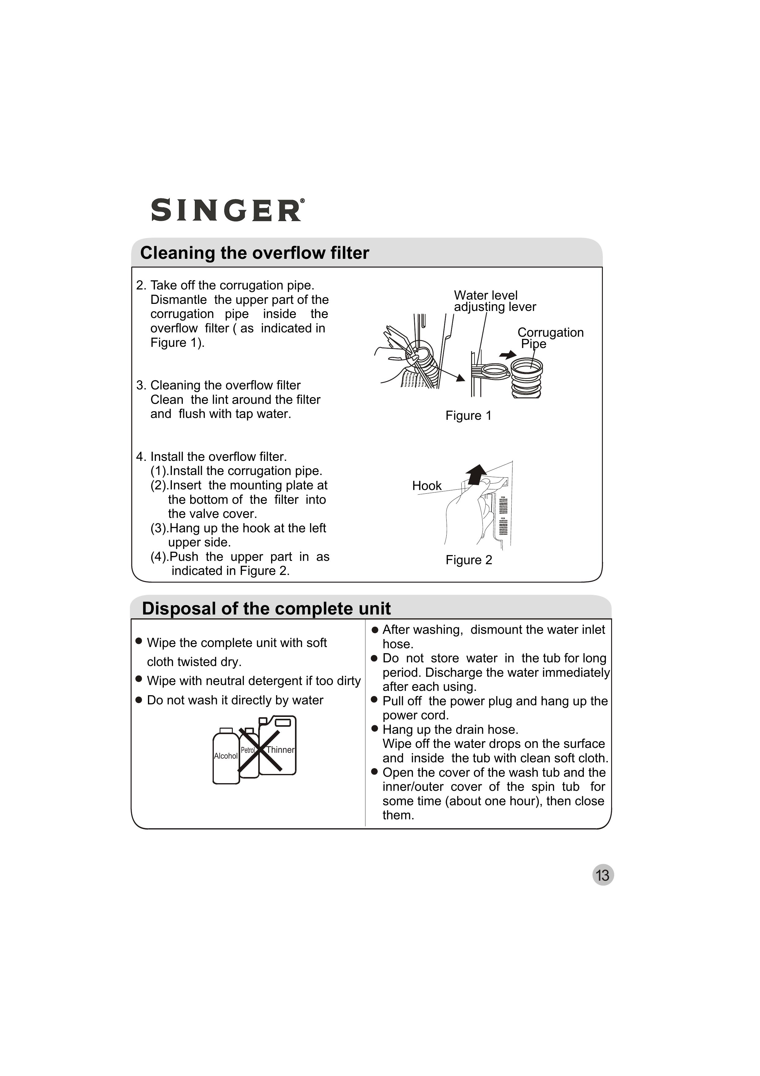 Singer WT5113 Washer/Dryer User Manual (Page 14)