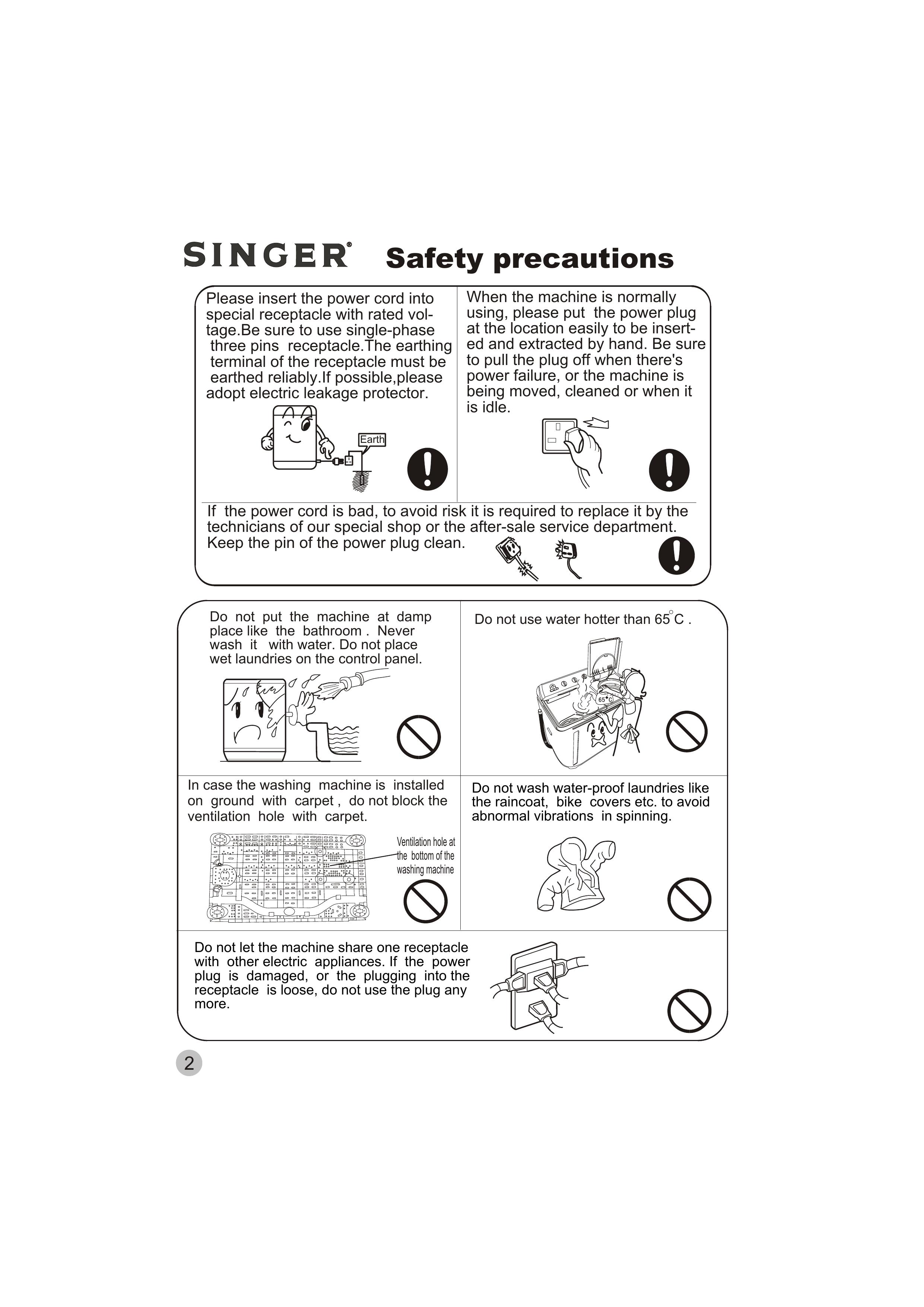 Singer WT5113 Washer/Dryer User Manual (Page 3)